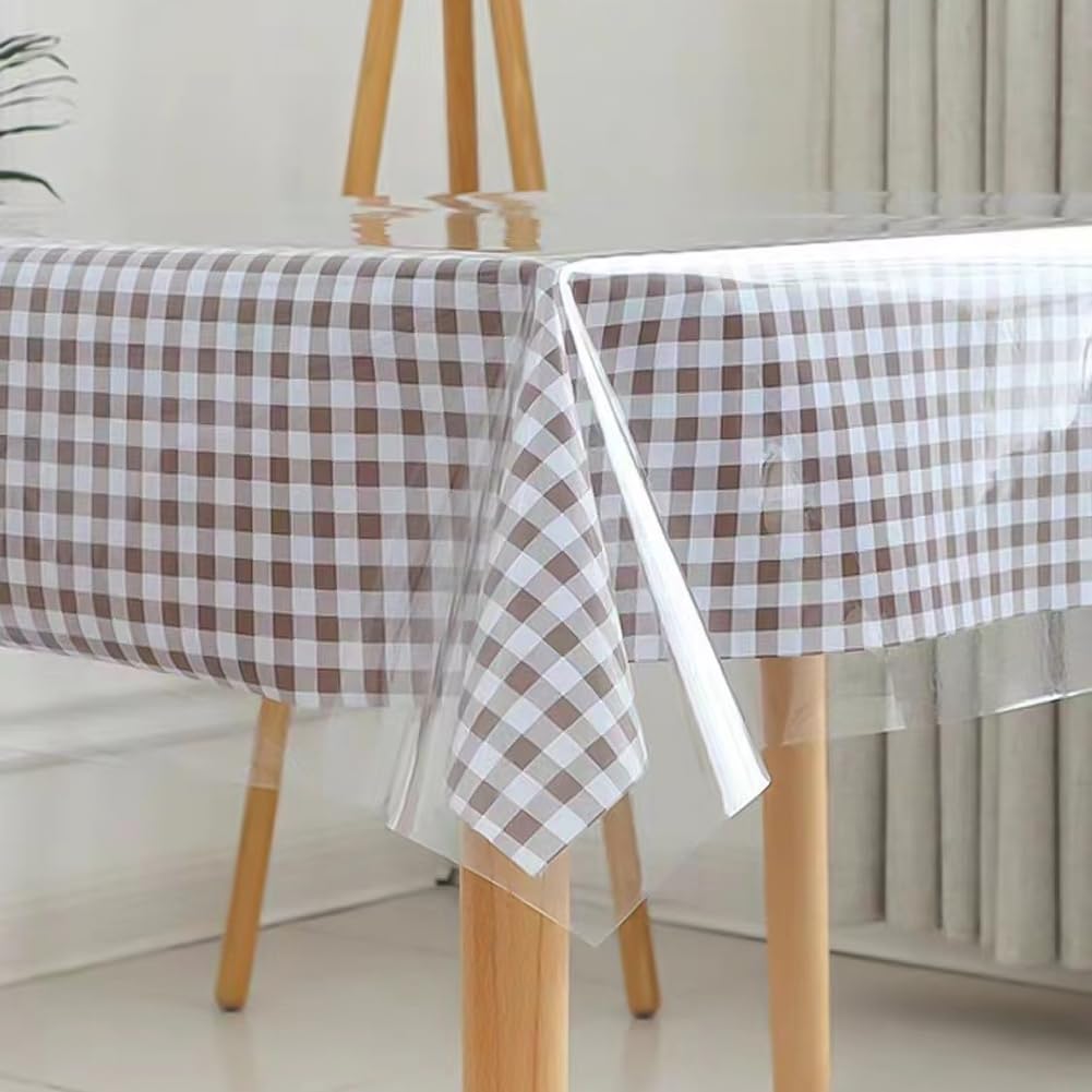 Umllpet Clear PVC Table Protector, Rectangle Transparent Table Protect Cover PE Tablecloths Protector Waterproof Oil-Proof, Transparent Tablcloth for Indoor Outdoor(Clear-140x200cm)