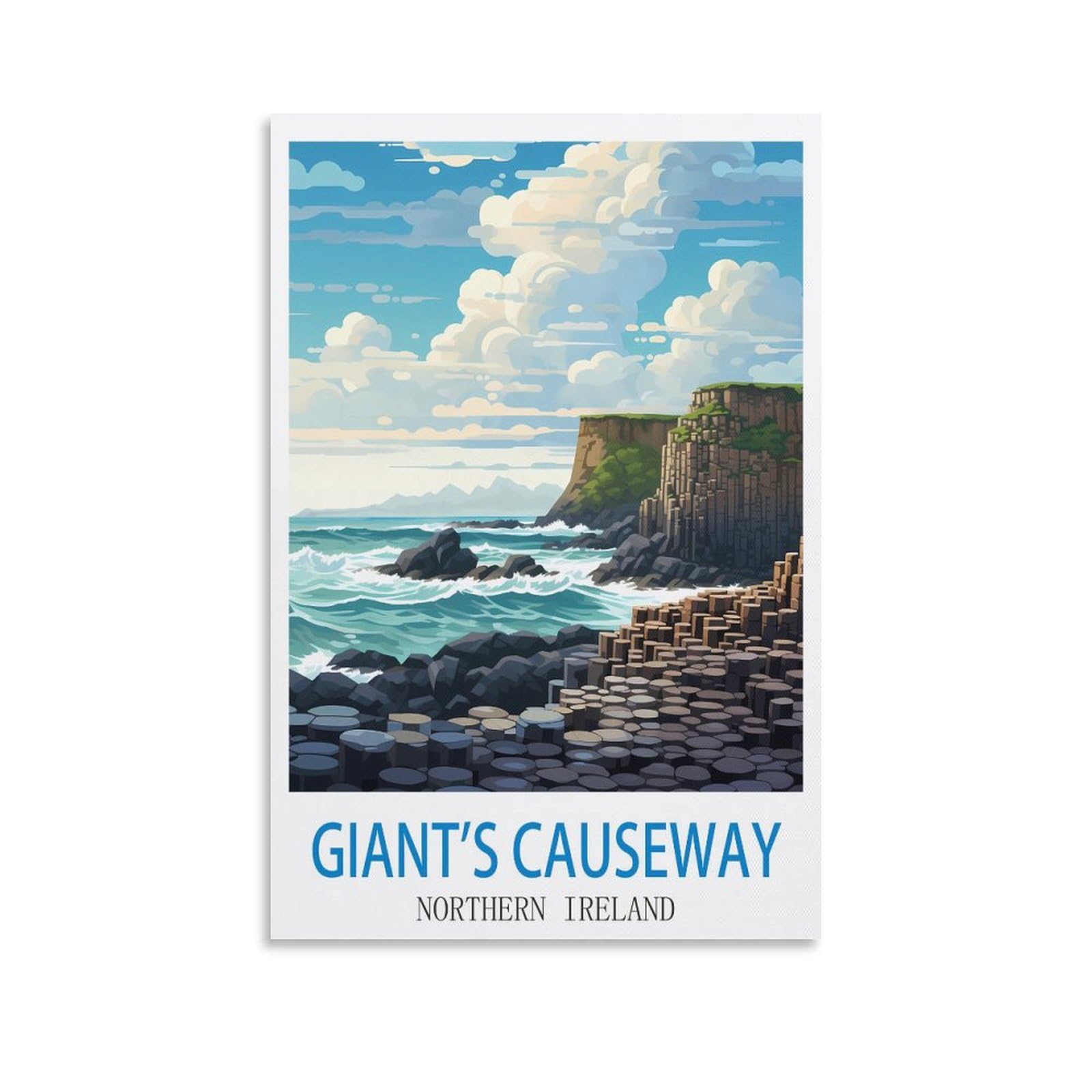 Metal Tin Sign Plaque Poster Giant's Causeway Northern Ireland Vintage Plaques Poster Plaque Decor Retro Posters Gallery Wall Art Print 15x30cm
