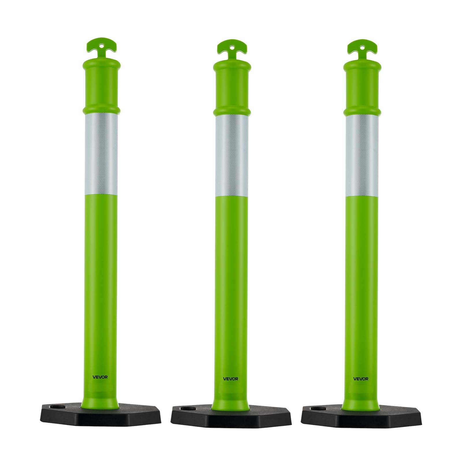 VEVOR Poteau de Signalisation 114 cm, Balise de Délimitation avec Base Lestée et Bandes Réfléchissantes, Vert