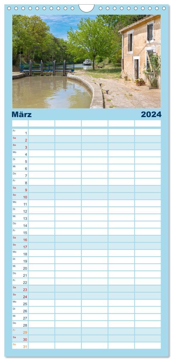 Familienplaner 2024 - Der Königliche Kanal. Die Wasserstraße im Languedoc mit 5 Spalten (Wandkalender, 21 x 45 cm) CALVENDO: Der ca. 300 Jahre alte ... ein Wunderwerk der Technik. (CALVENDO Natur)