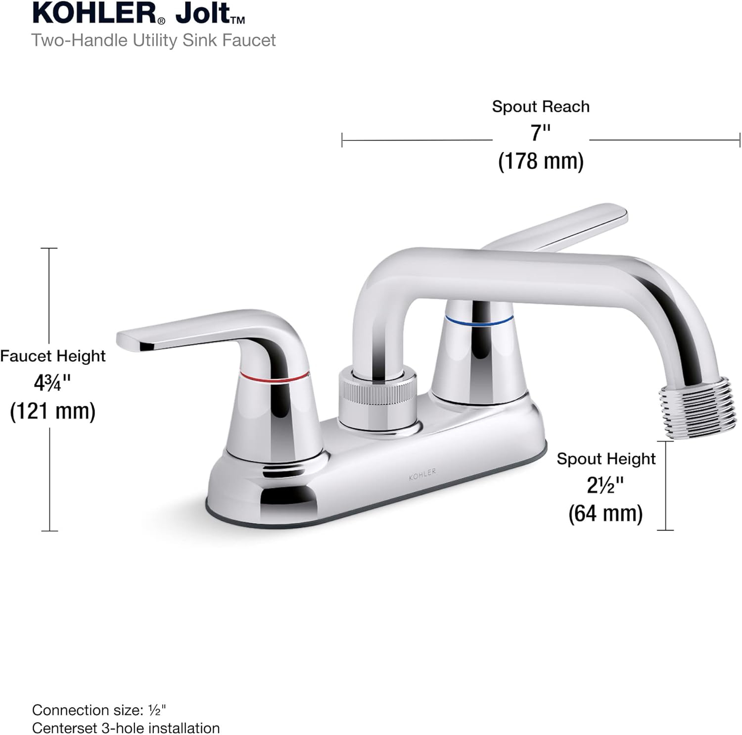 Kohler K30619-CP Jolt 4 GPM Widespread Kitchen Faucet - Includes Escutcheon Polished Chrome