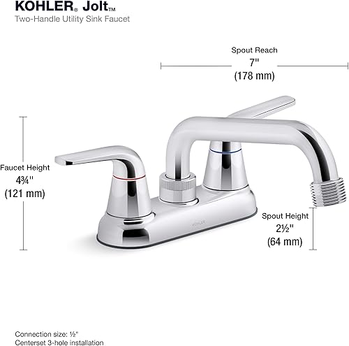 Miniatura 9 de Kohler 30614-CP Jolt - Grifo de cocina con boquilla oscilante con rociador lateral, cromo pulido