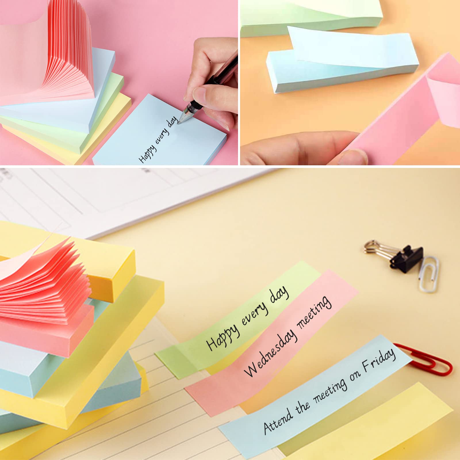 Puedno Sticky Notes, 400 Sheets Removable Sticky Notes 8 Colours, 76 x 127mm Self Sticky Note for Office School Home - Image 4