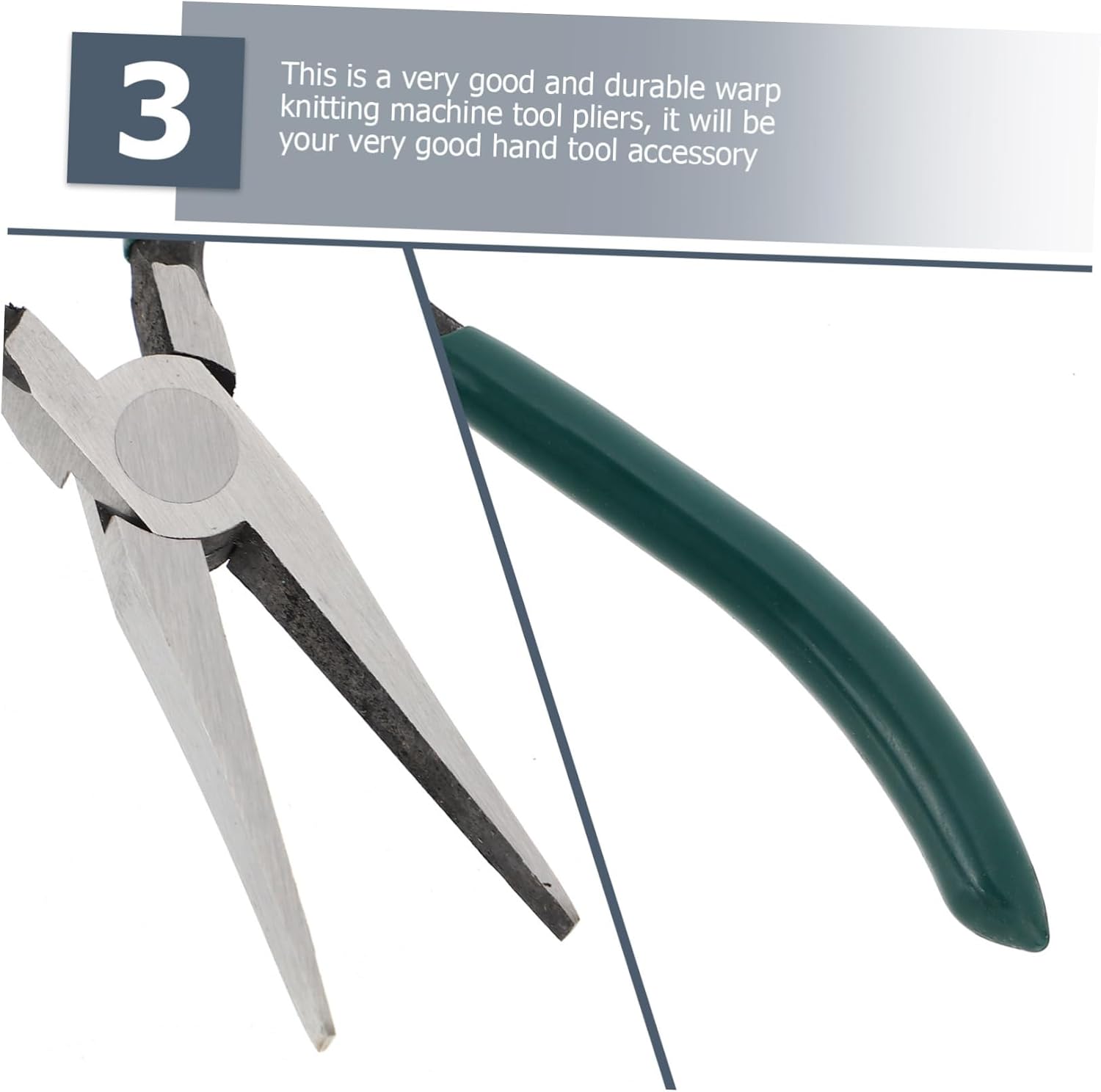 Angoily 2pcs Warp Knitting Pliers Extra Long Needle Tool Pliers Flat Nose and Concave Nose