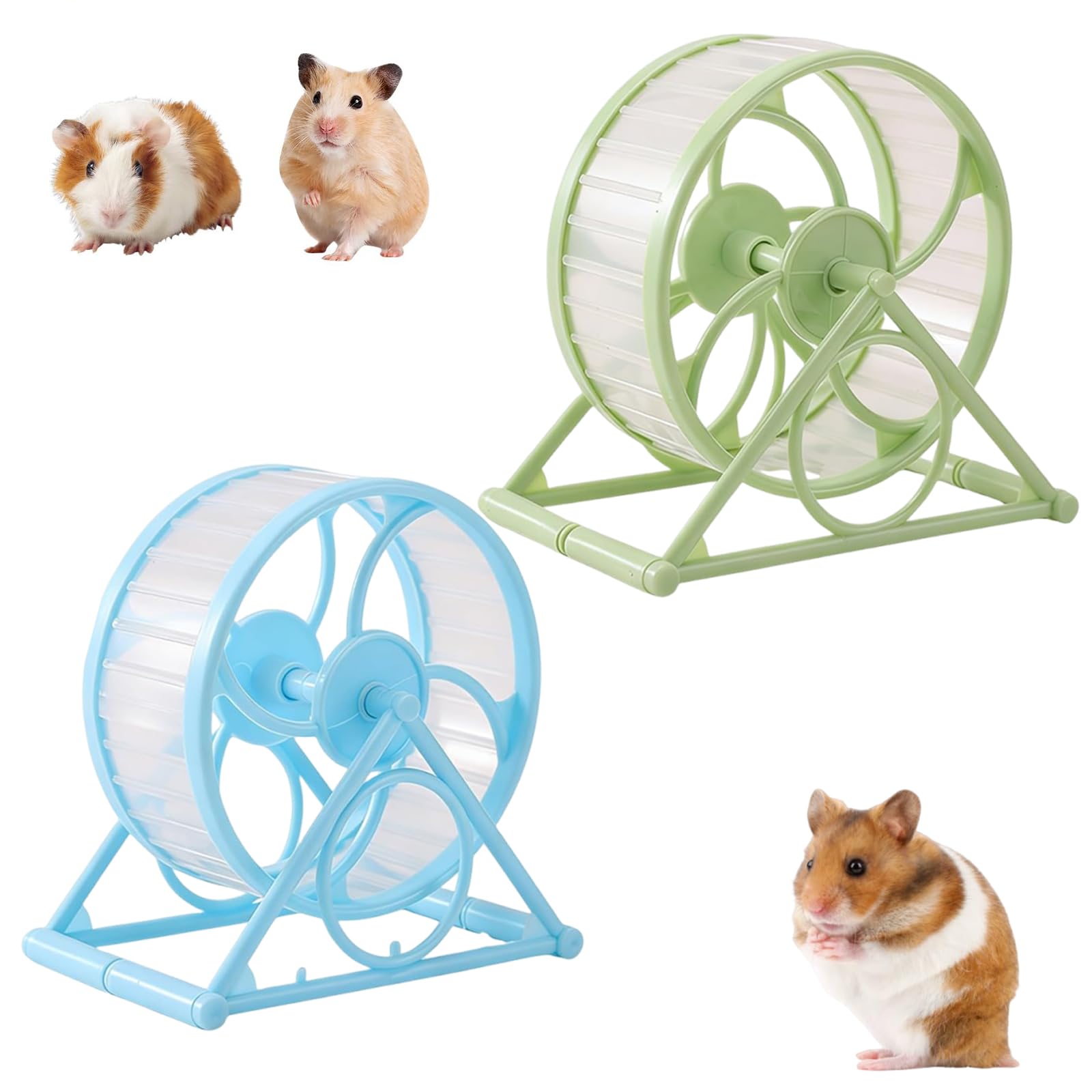 2 Pieces Syrian Hamster Wheel, Silent Hamster Wheel for Night Activity, Two Pet Exercise Wheels for Small Pets, Hamster Wheel with Quiet Operation for Peaceful Home Environment