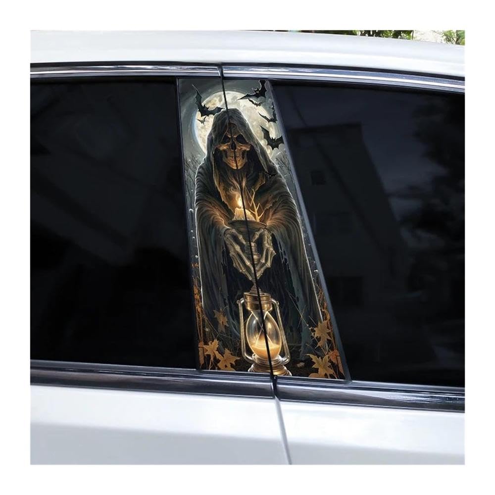 Body Parts 2pcs Car Window Pillar Decals Horror Skull Decoration Stickers DIY Car B-Pillar Stickers(G)