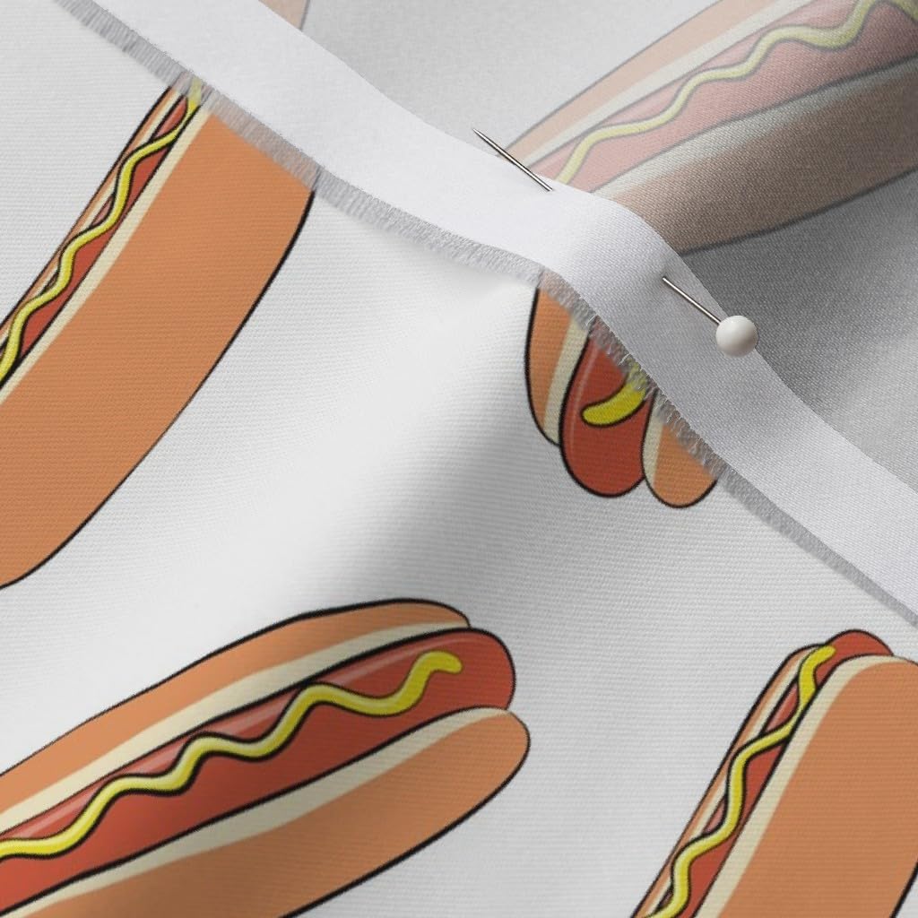 Spoonflower Fabric - Hot Dogs Trendy Baseball Food Printed on Organic Cotton Sateen Fabric by The Yard - Sewing Quilting Apparel Home Decor