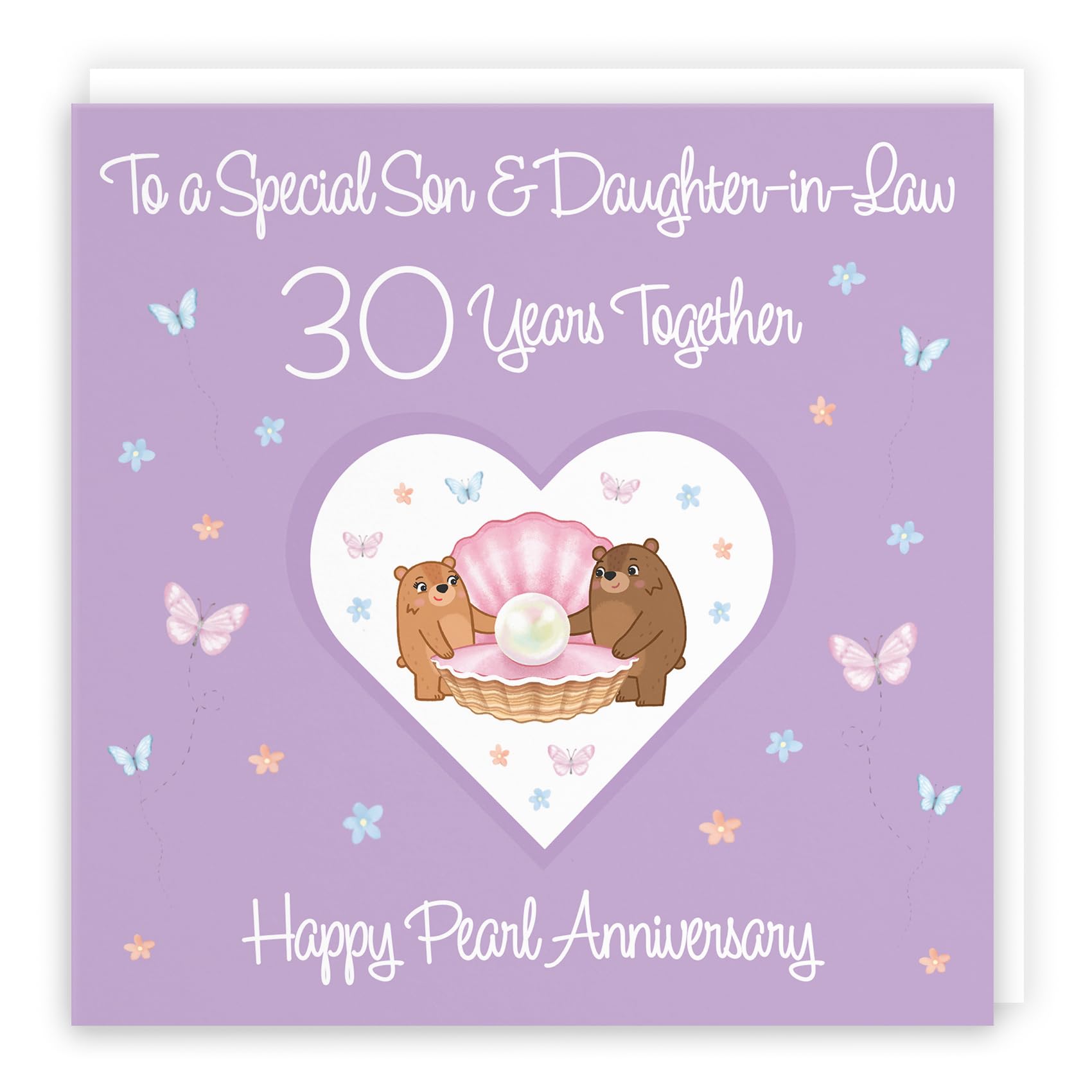Hunts England, Son & Daughter-in-Law 30th Anniversary Card, 30 Years, Pearl Anniversary, Romantic Meadows, Fun Card
