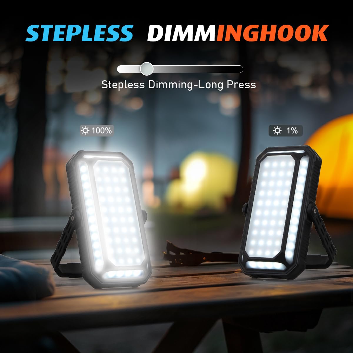Linterna LED recargable para camping, 10000 mAh, luces de camping portátiles de hasta 120 horas, 12 modos de luz, regulable, pantalla digital LCD, impermeable, artículos esenciales de camping para