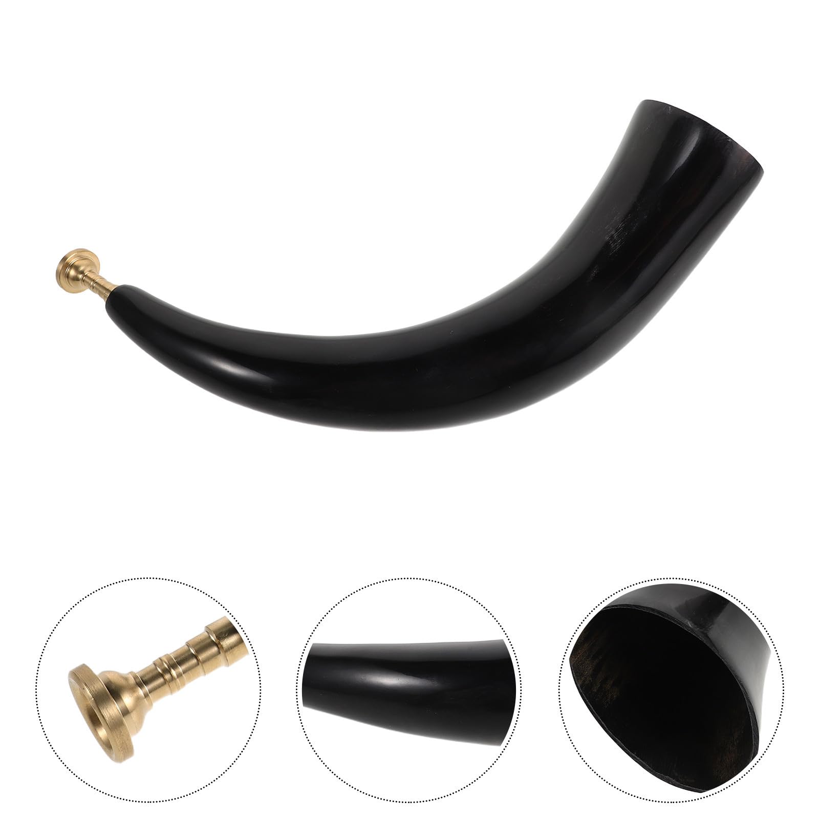 Corno di Bovino Naturale con Beccuccio, Strumento da Gioco Portatile Nero | Tono Profondo e Vibrante, Angolo di Apertura Rifinito, Struttura Interna Curata, per Feste Western e Spettacoli