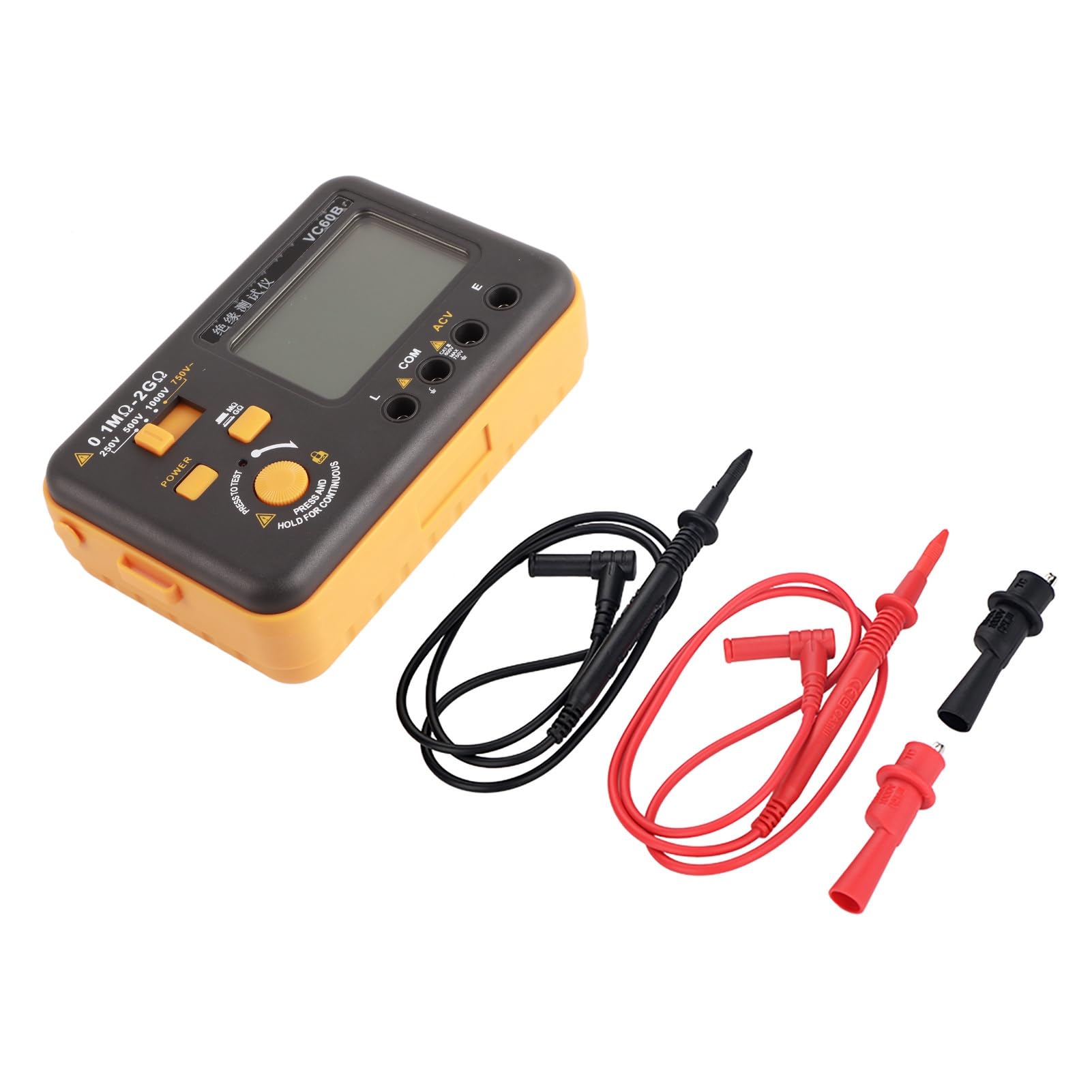 MegOhm Mètre VC60B Testeur de Résistance d'Isolement Numérique 200MΩ 2GΩ