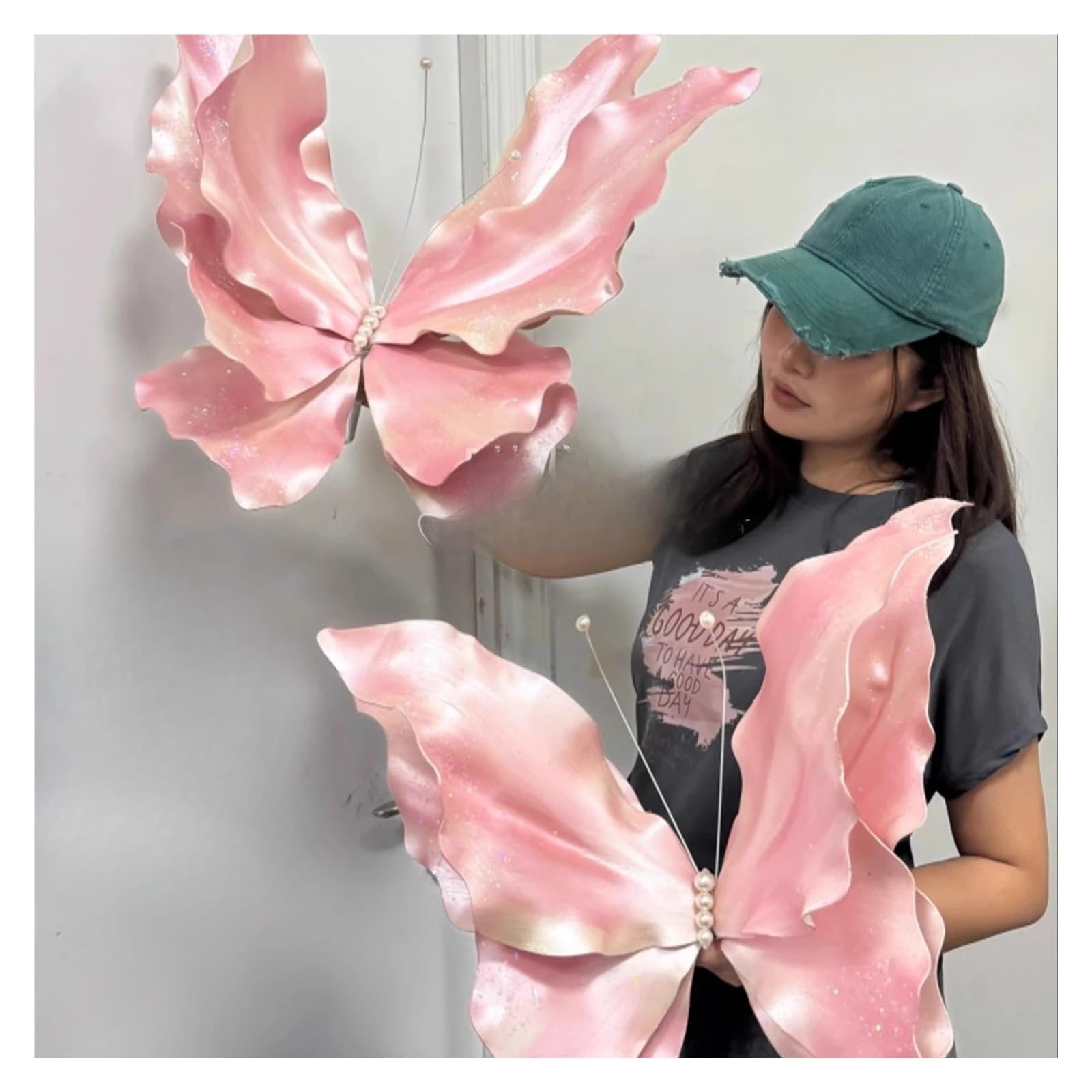 Riesige Schmetterlingsdekoration aus Papier | Große Hochzeits-Party-Foto-Requisite, Schaufensterdekoration und Gartendekoration im Freien(White 60cm)