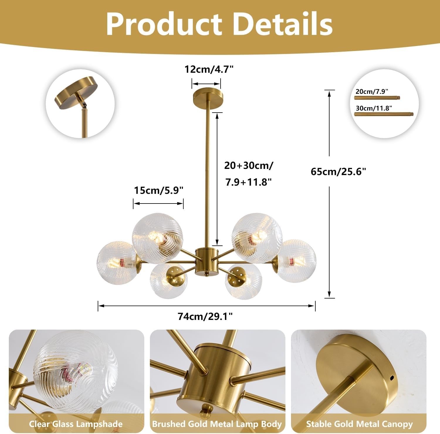 Pendelleuchte Mid-Century Modern 6-flammiger Kronleuchter goldene Sputnik Pendellampe Vintage grüne Deckenleuchte aus gebürstetem Messing Glaskugel Kronleuchter für Schlafzimmer Flur Esszimmer