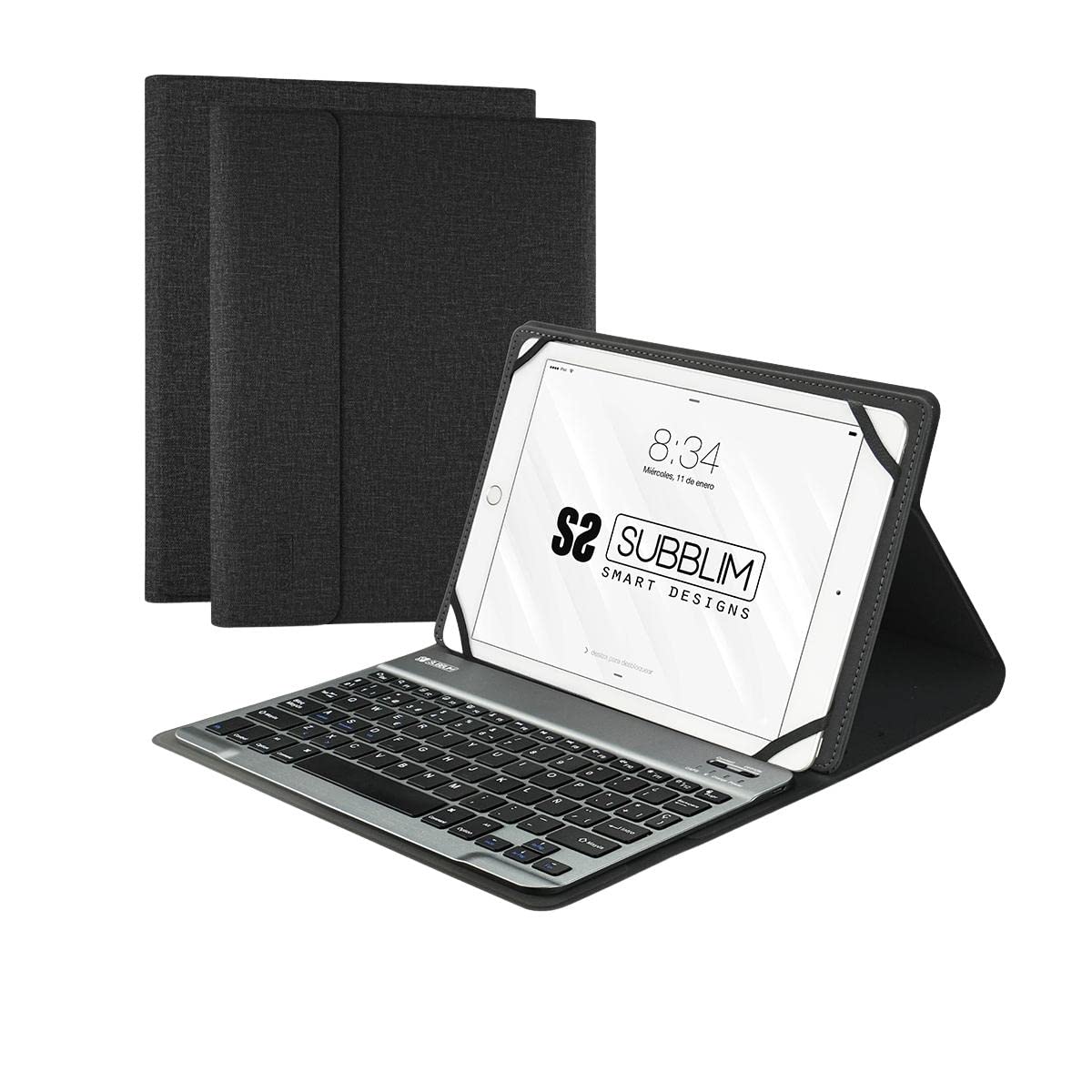 Funda con Teclado Subblim Keytab Pro Bluetooth para Tablets de 10.1"-10.8"/ Negra