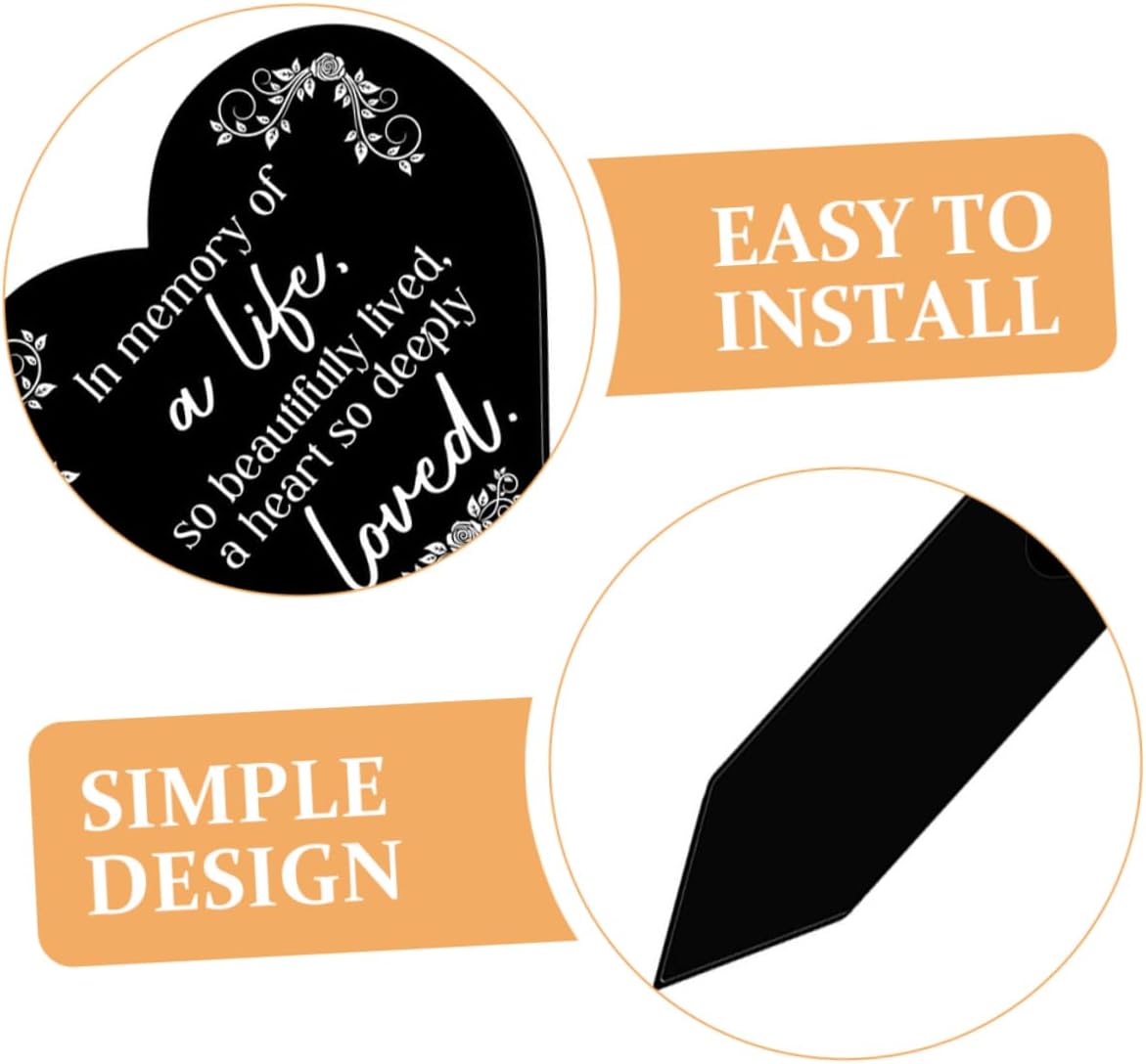 GANAZONO 2pcs Cemetery Heart Stake Handmade Acrylic Lawn Memorial Decoration for Graves Unique Heart Design Easy to Install for Remembrance and Decoration