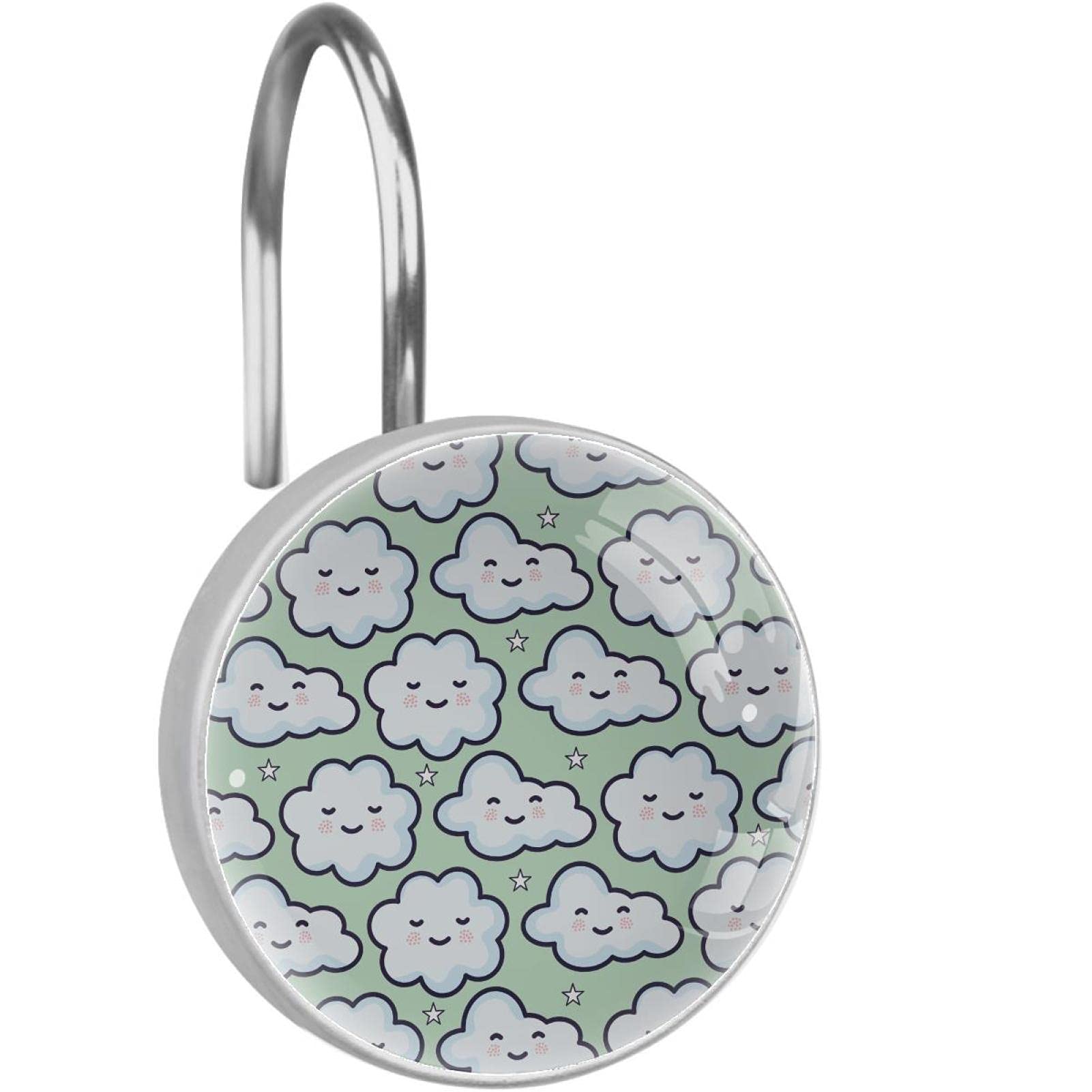 Rideau de douche et ses crochets nuages Kawaii en acier inoxydable