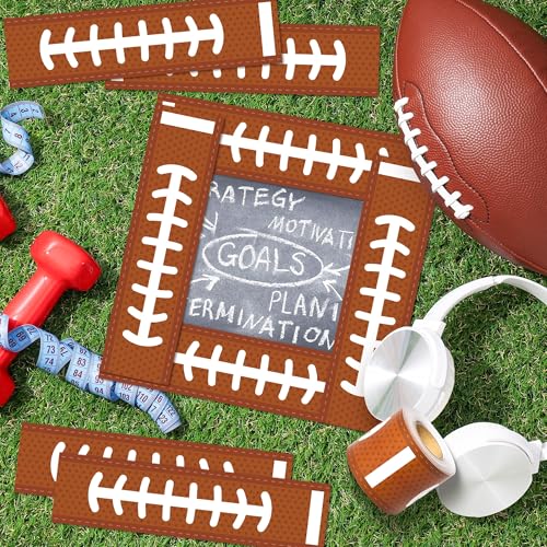 Image of BeYumi Football Patterned Border Trim - 65ft Back to School Football Straight Rolled Border Trim Rugby Sports Bulletin Board Set Classroom Chalkboard Kindergarten Elementary Home Party Decoration