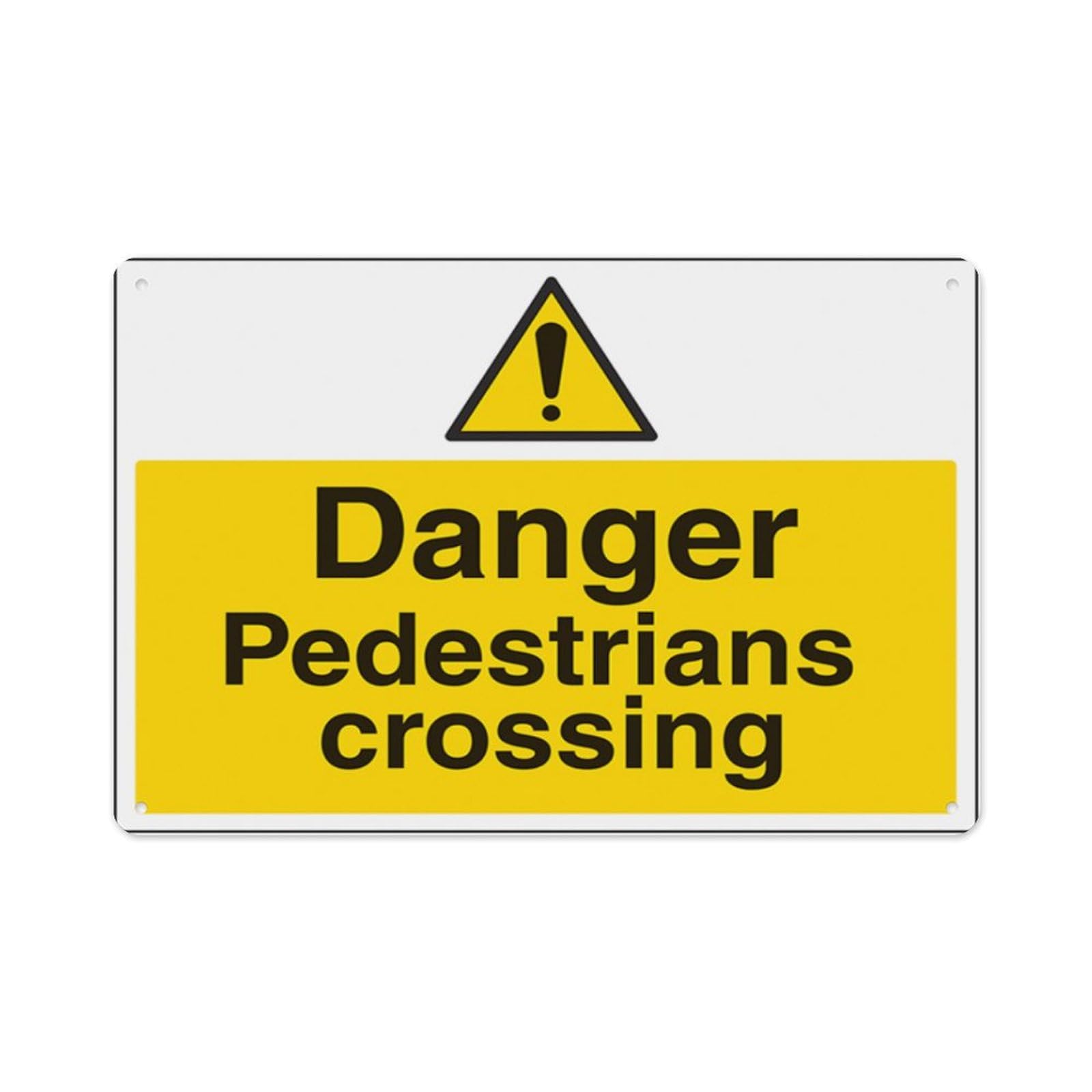 peiyeety Danger Pedestrians Crossing Aluminum Tin Warning Signs For Home Outdoor Garden 8X12 Inches