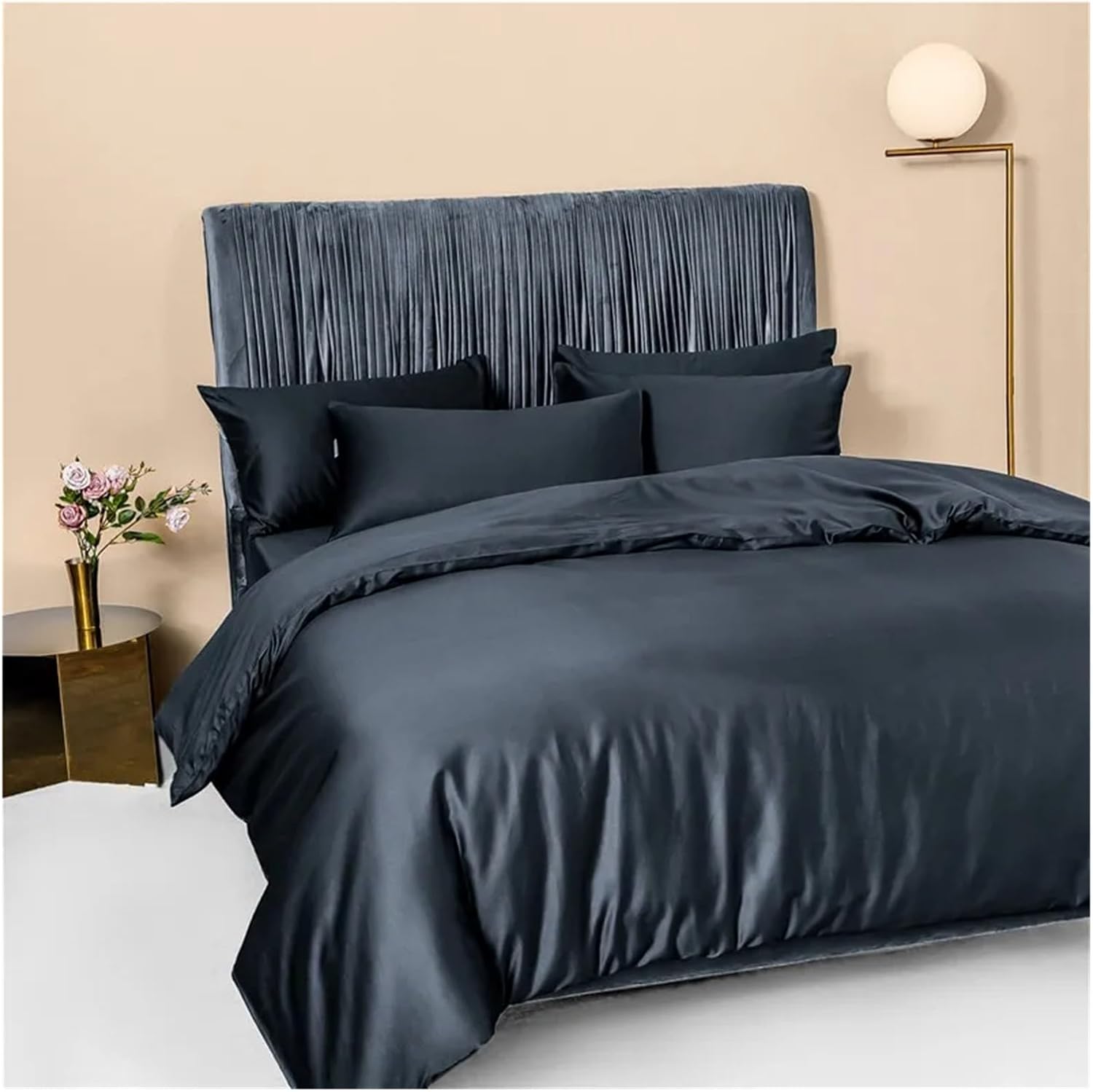 Bed, Pink 100% Egyptian Cotton Bedlinen Duvet Cover Queen King Double Size Bedding Set 600 Thread Count Fitted Sheet, MM-102