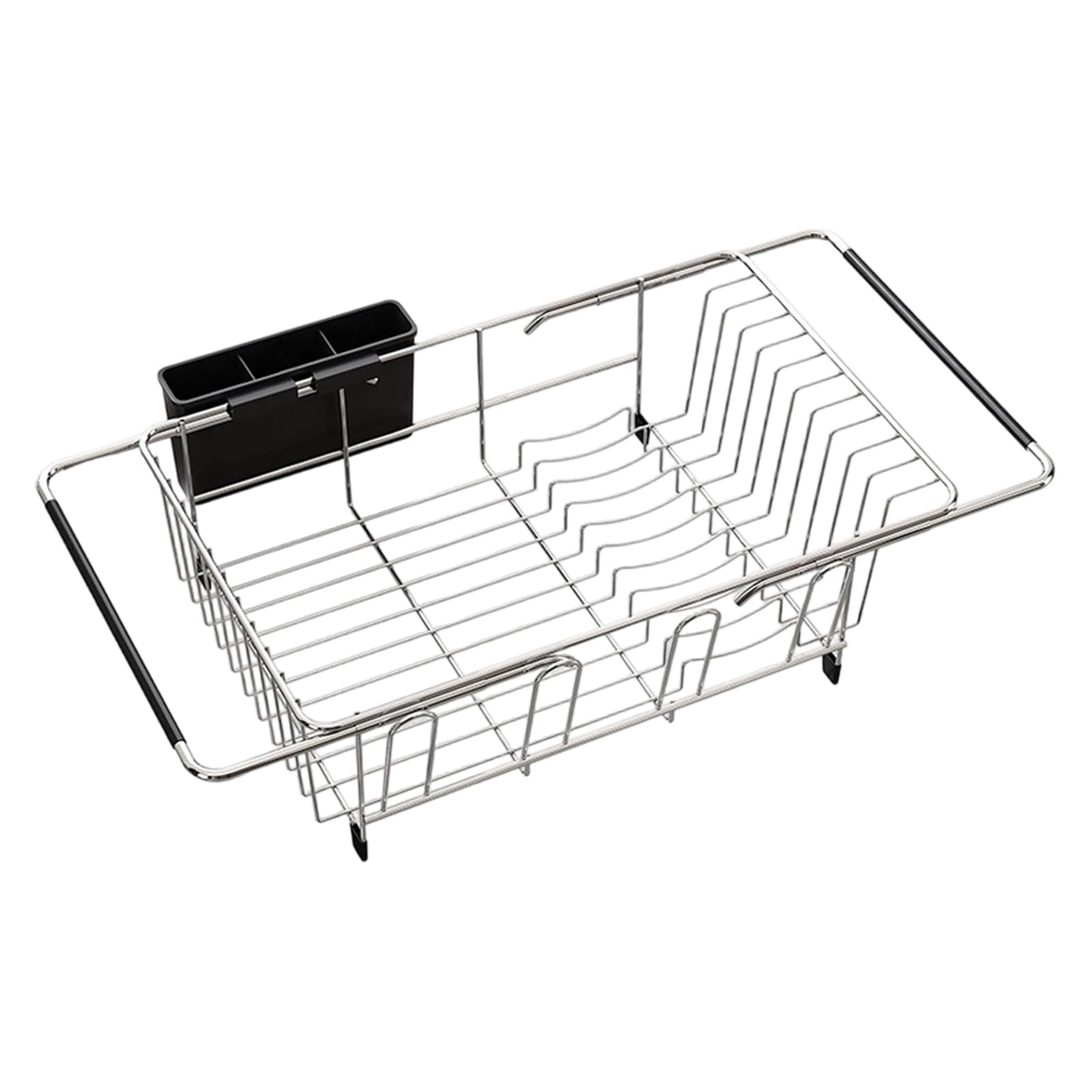 Xjdzineq Kitchen Sink Drainer with Cup Holders and Utensil Tray for Countertop or Space Saving Storage Rack Compact Rack for