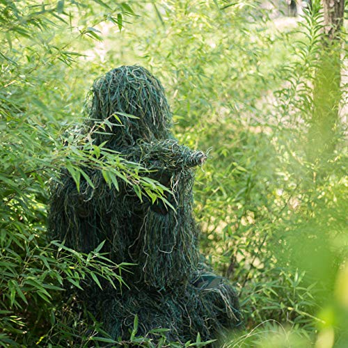 KNINE OUTDOORS Medium Size Ghillie Suit with 3D Camouflage Forest Camo Hunting Tactical Bag - Thumbnail 5