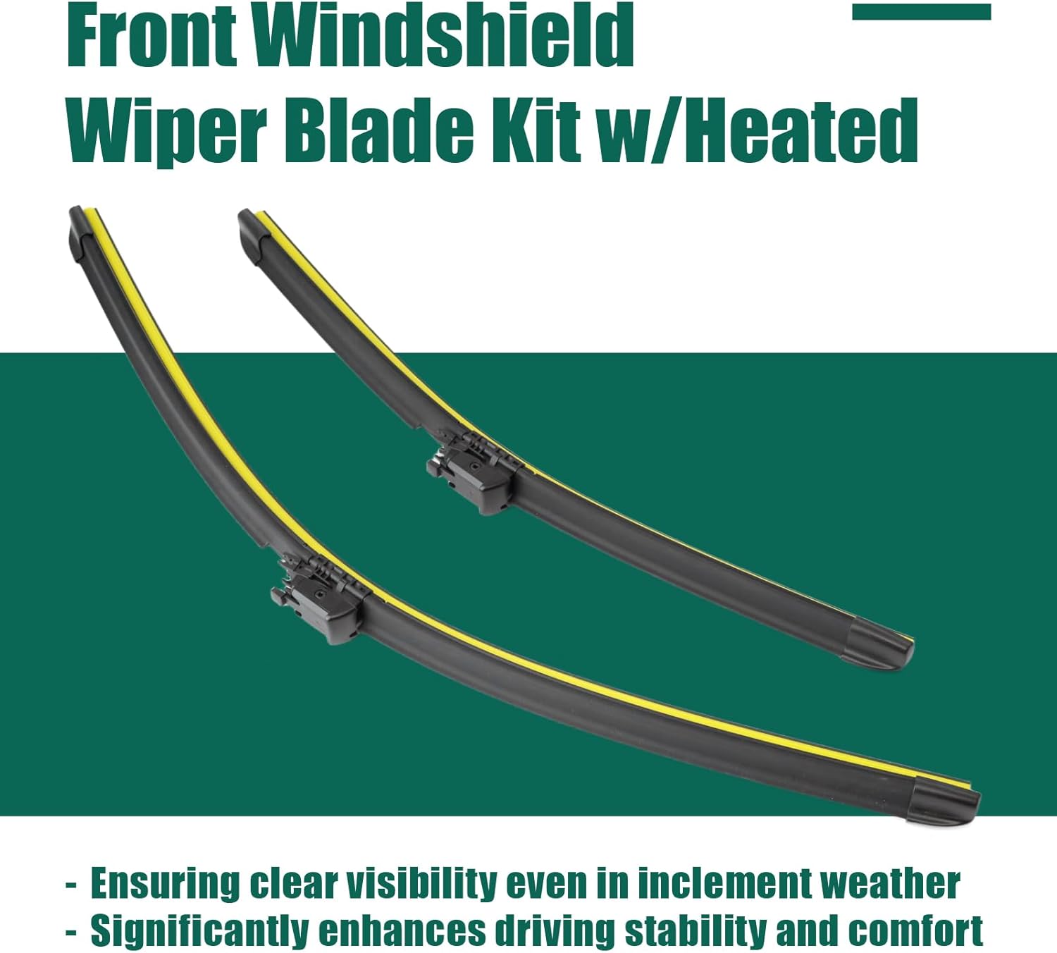 YUXIVCNE 31490720 Front Windshield Wiper Blade Compatible with Volvo XC60 T5 T6 T8 2018 2019 2020 2021 Windshield Heated Wiper Blade Kit Replace 31689263