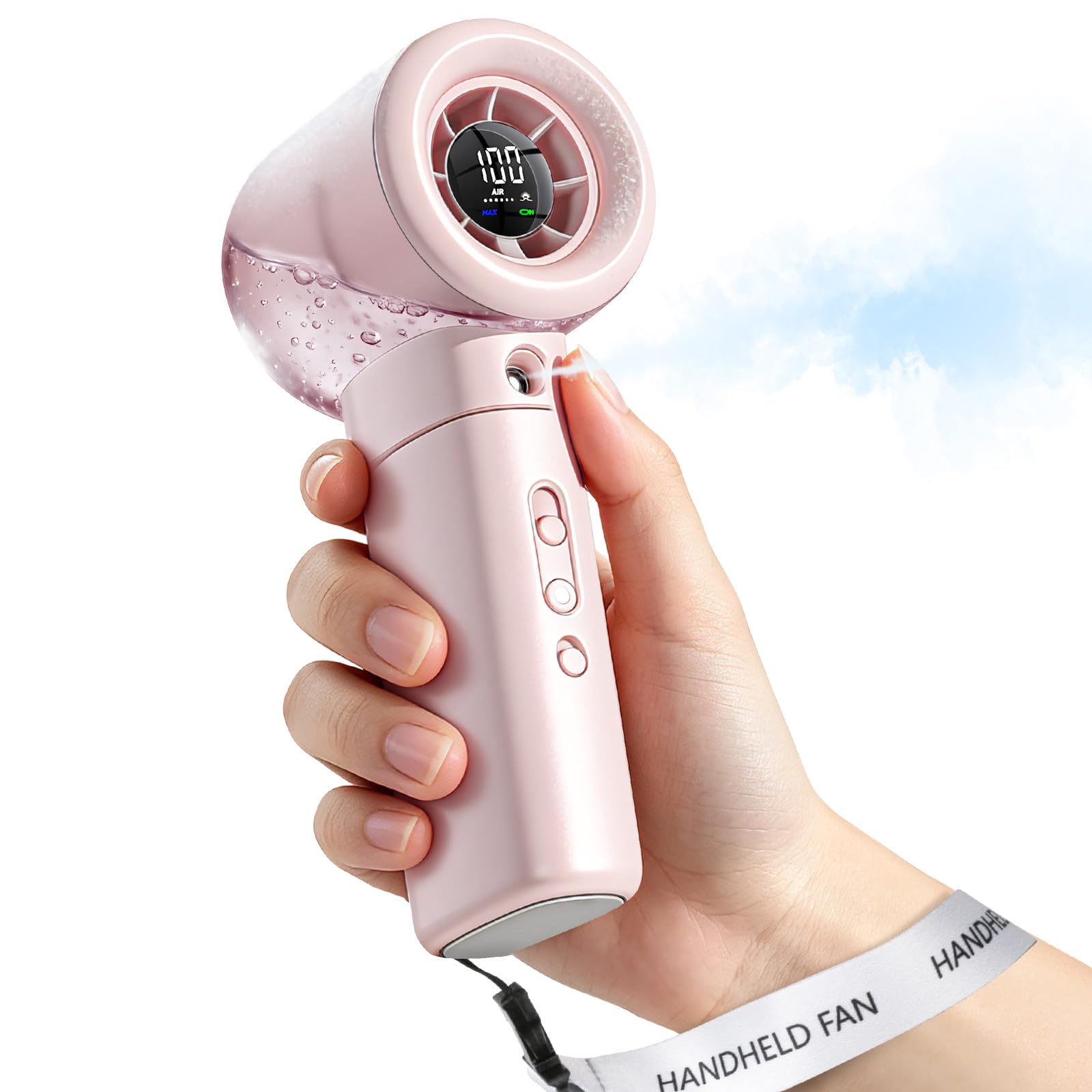 【Amazon.co.jp 2026夏限定・ナノミスト W 冷却・高速暴風】PudCola ハンディファン ミスト付き -20℃瞬間冷却 6000mAh大容量 100段階風量調節【家電批評ベストバイ受賞】手持ち扇風機 静音設計 角度調節可能 LED ディスプレイ Type-C 充電 軽量コンパクト 携帯扇風機 持ち運び便利 暑さ対策グッズ(ピンク)