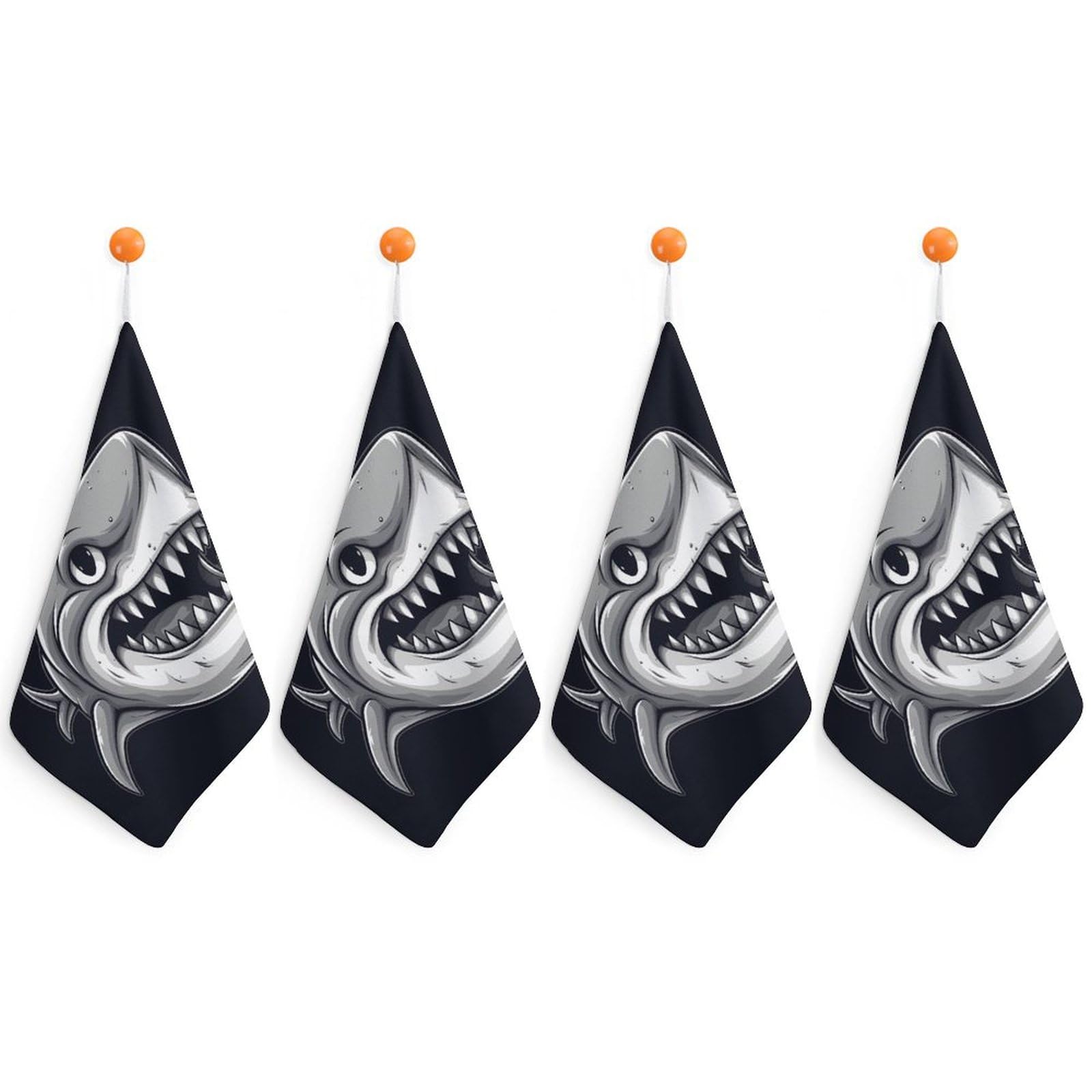Essuie-mains microfibres requin (lot de 4) doux pour la décoration de salle de bain