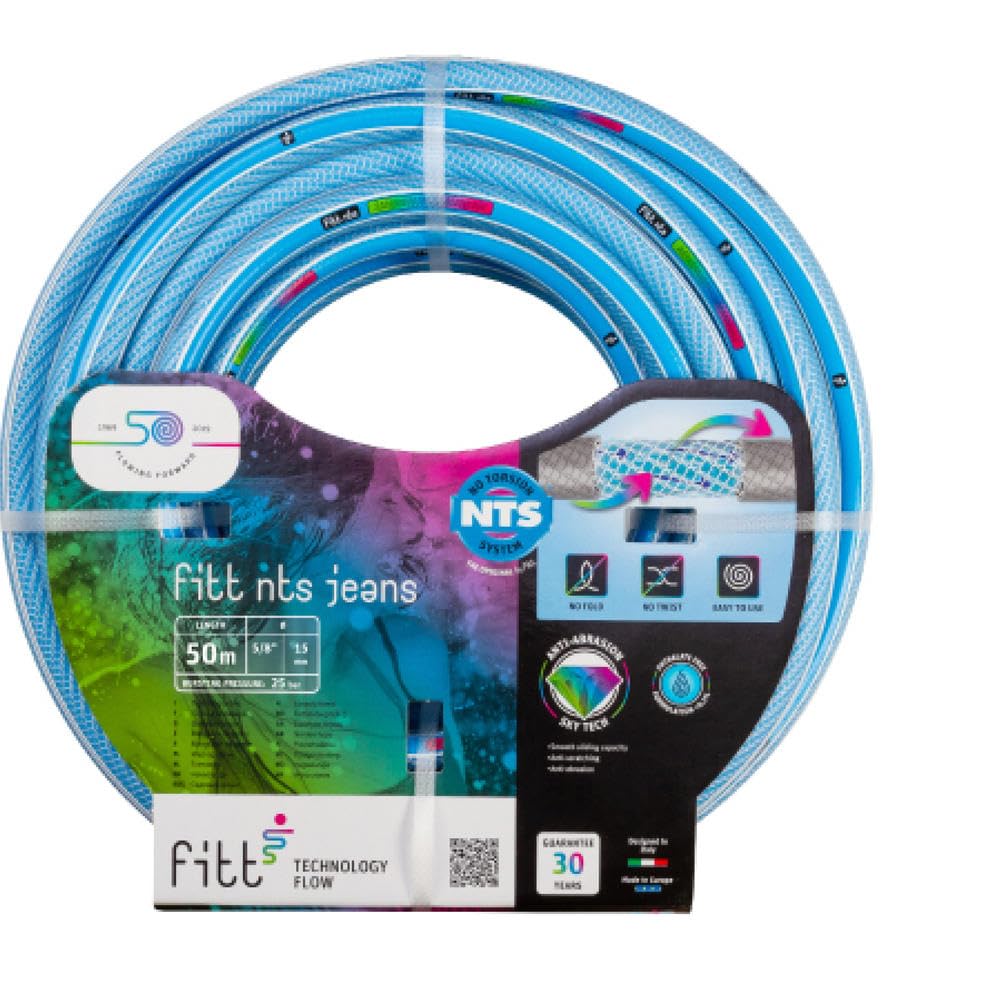 FITT NTS JEANS 5/8" (15 mm) 50 m - niebieski wąż do nawadniania ogrodu, wytrzymały i giętki, do intensywnego użytkowania