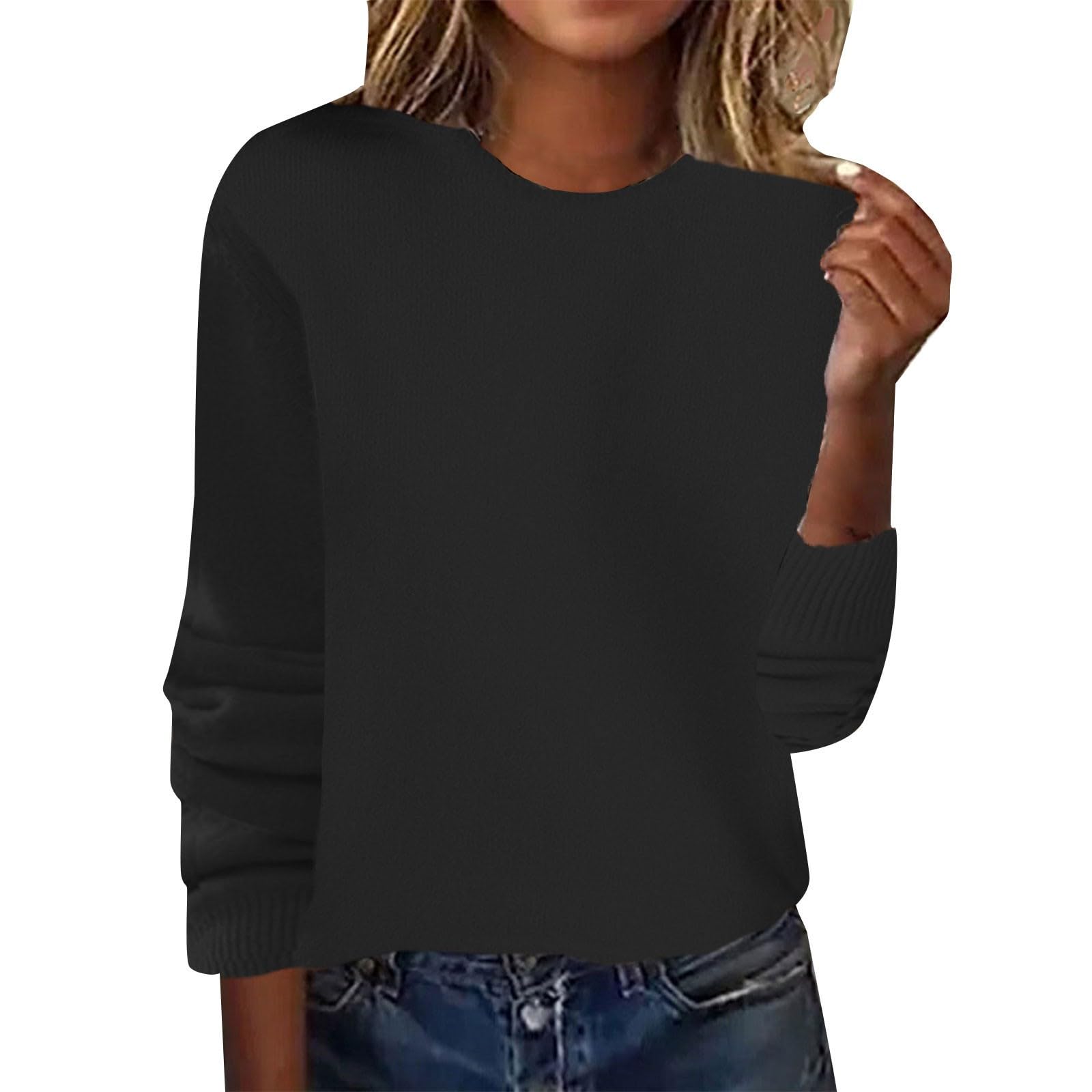 Cashmere Sweaters for Women Warm Round Neck Classic Pullover Sweater Soft Knitted Long Sleeve Casual Winter Tops 2025