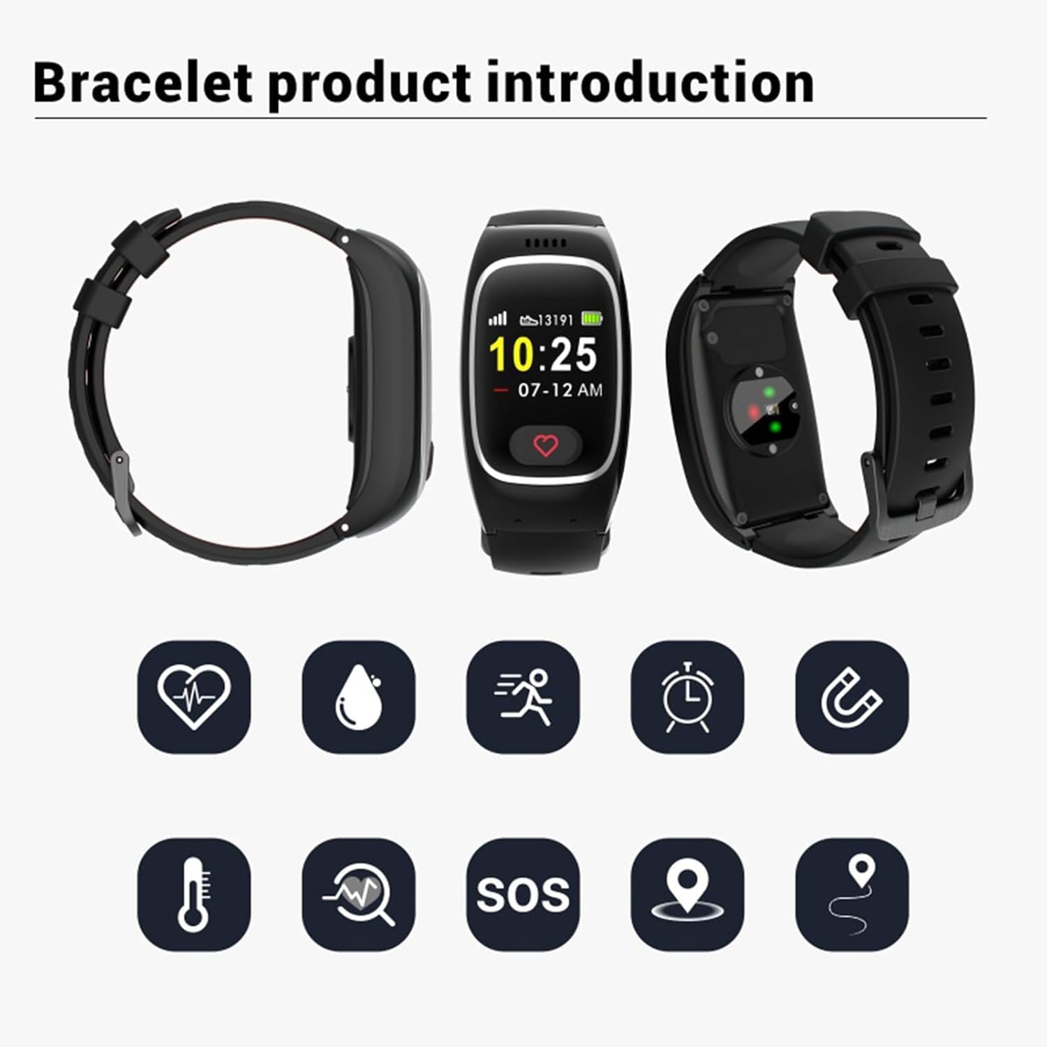 Orologio intelligente con rilevamento delle cadute per anziani, posizionamento GPS, chiamate bidirezionali, monitoraggio della frequenza cardiaca e della pressione sanguigna, fitness tracker