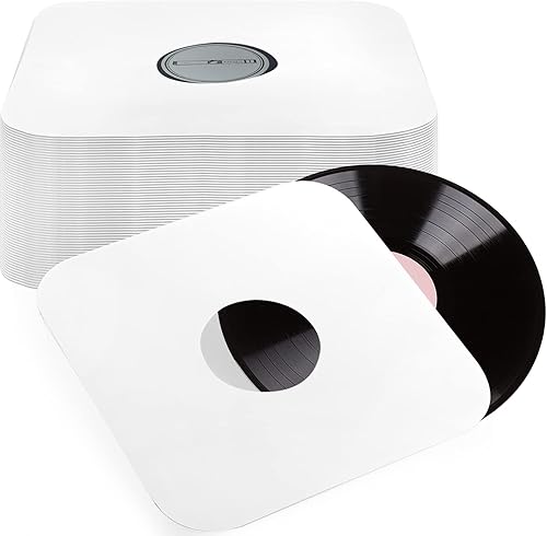 Fasmov Paquete de 100 fundas interiores para discos de vinilo, pesadas y sin ácidos, con esquinas redondas para discos de vinilo de 12 pulgadas