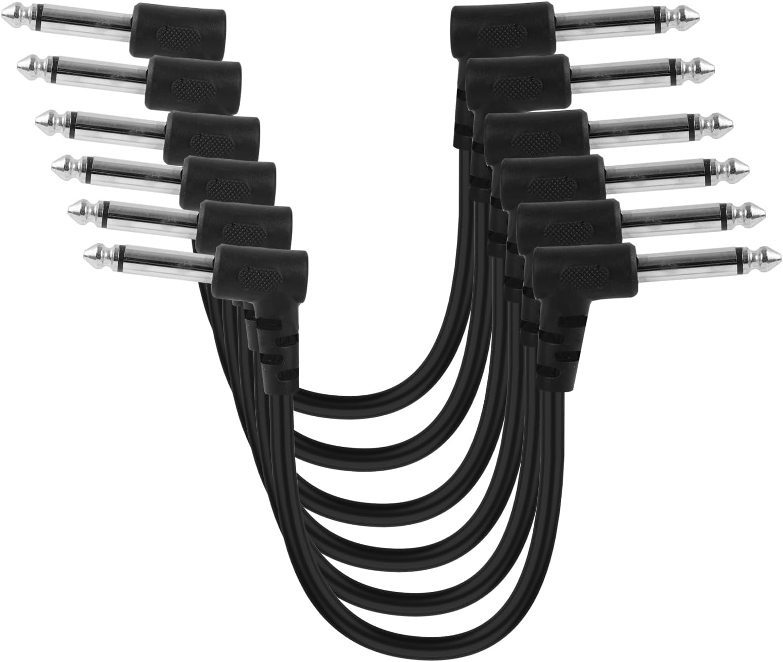 6 Inch Guitar Patch Cables 6 Pack, Low Noise Patch Cables for Guitar Pedals with Right Angle 1/4 Inch TS Mono Plugs, Flexible Pedal Connectors for Pedalboard Setup