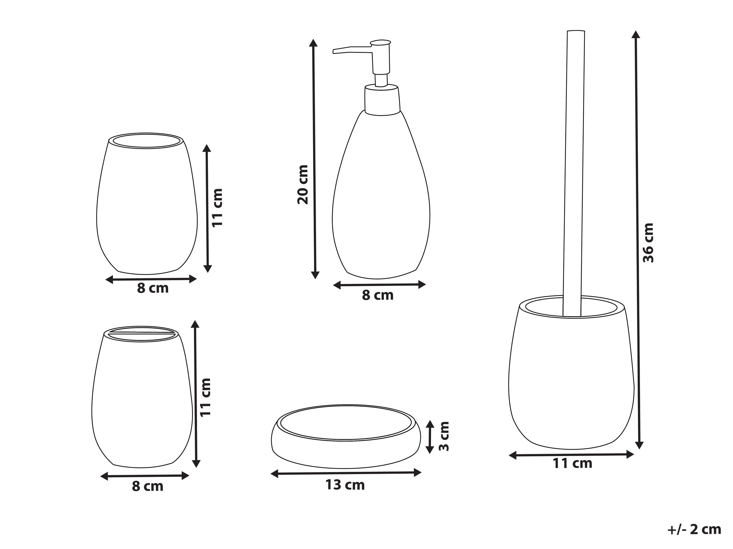 Conjunto de 5 Accesorios de baño jabonera dispensador de jabón escobilla de Inodoro Vaso Soporte para cepillos de Dientes Verde Menta Samiria