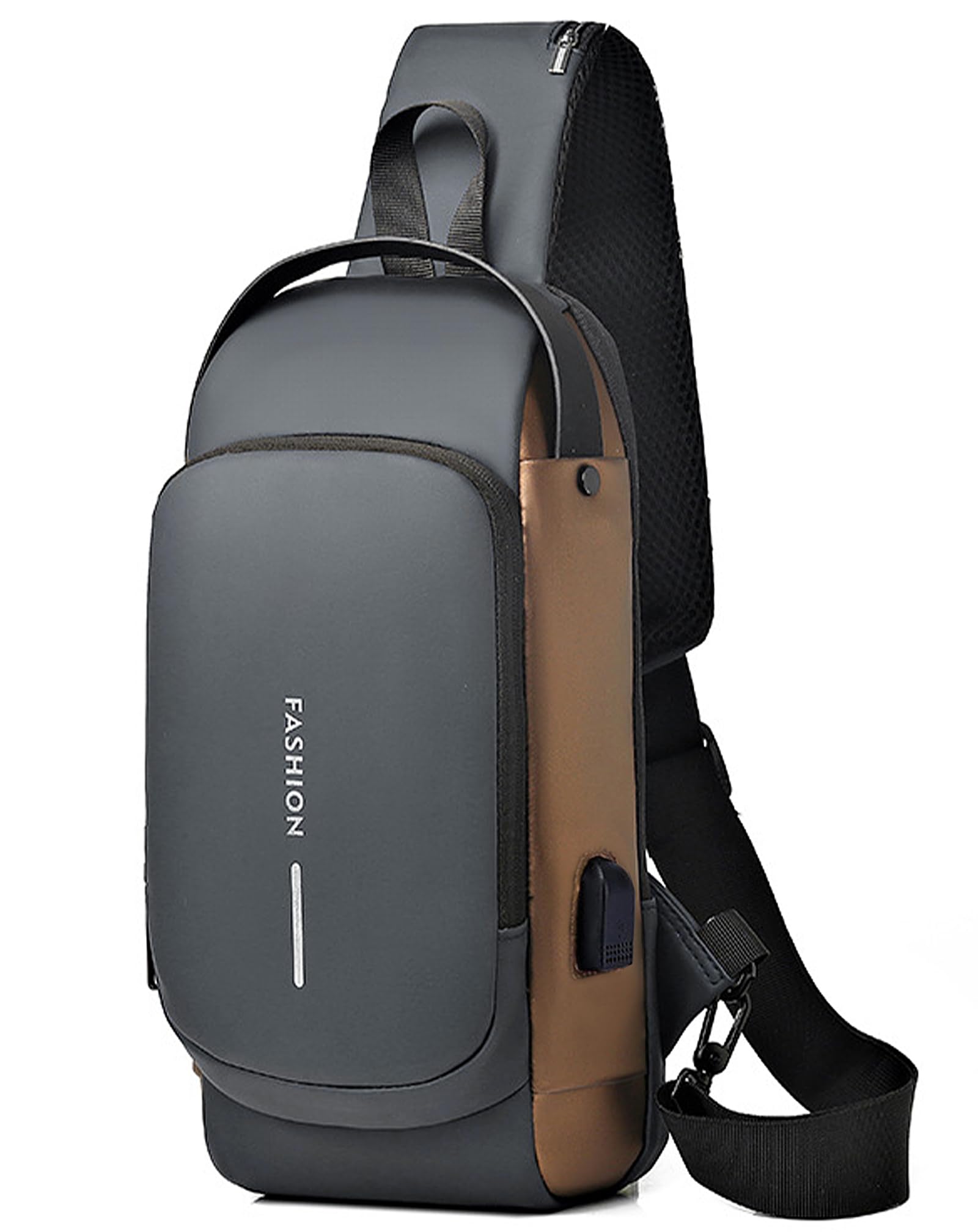 Sling Bag for Men Anti-Theft USB Crossbody Backpack Waterproof Chest Daypack