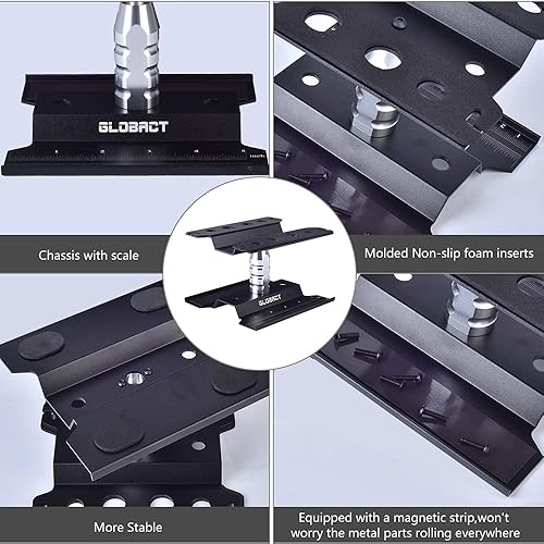 Miniatura 10 de Globact Aleación de aluminio RC Car Repair Work Stand Hobby Tool Set de 360 grados de rotación de elevación o inferior y 270 piezas RC Tornillos Kit