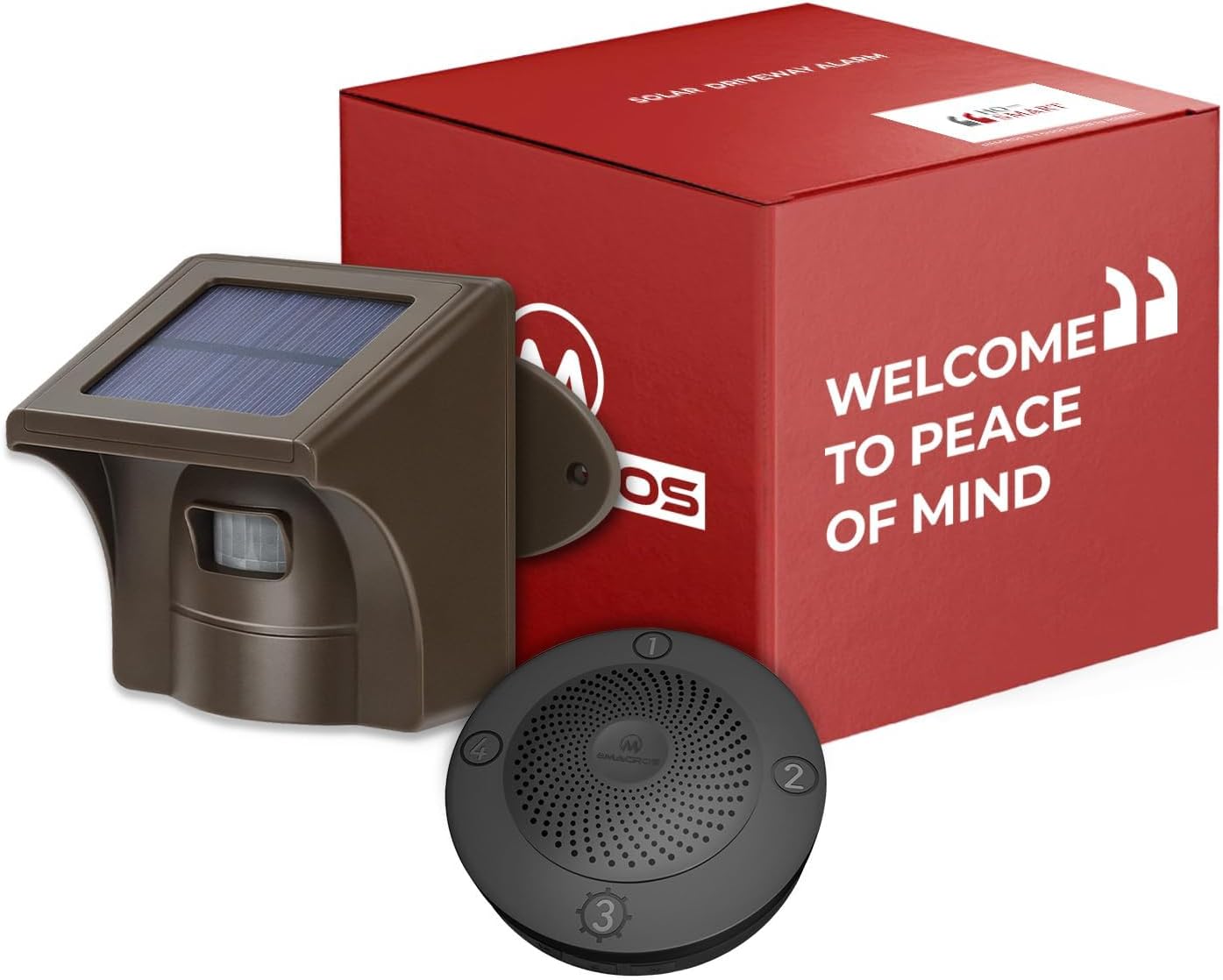 eMACROS 1/2 Mile Long Range Solar Wireless Driveway Alarm Outdoor Weather Resistant Motion Sensor & Detector one receiver one sensor