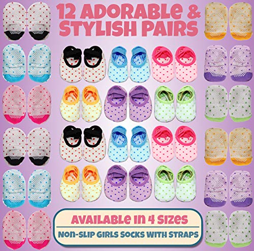 Tiny Captain Baby Toddler Girls Grip Socks 0-12, 1-3, 3-5 Year Old Anti Slip w/Strap Socks Girl 0-5 Yr Old Gift (as1, age, 1_year, 3_years, Rainbow)