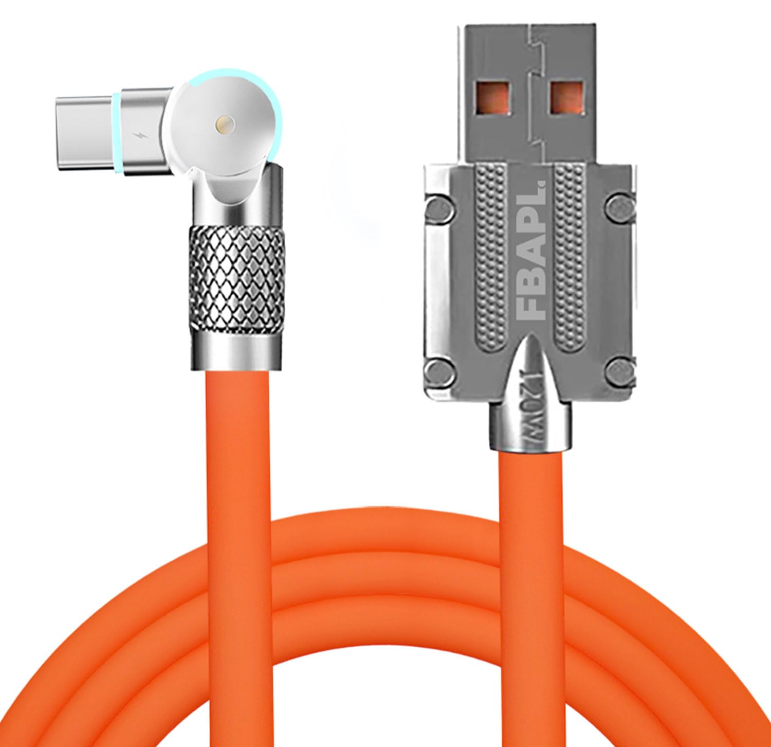 FBAPL™ High-Speed PD 60W 1.5M USB-A to USB-C 180 Degree Rotating Charging Cable - Fast Charge Compatible with iPhone 15, MacBook, iPad, Samsung, Pixel(USB-A to USB-C, Orange)