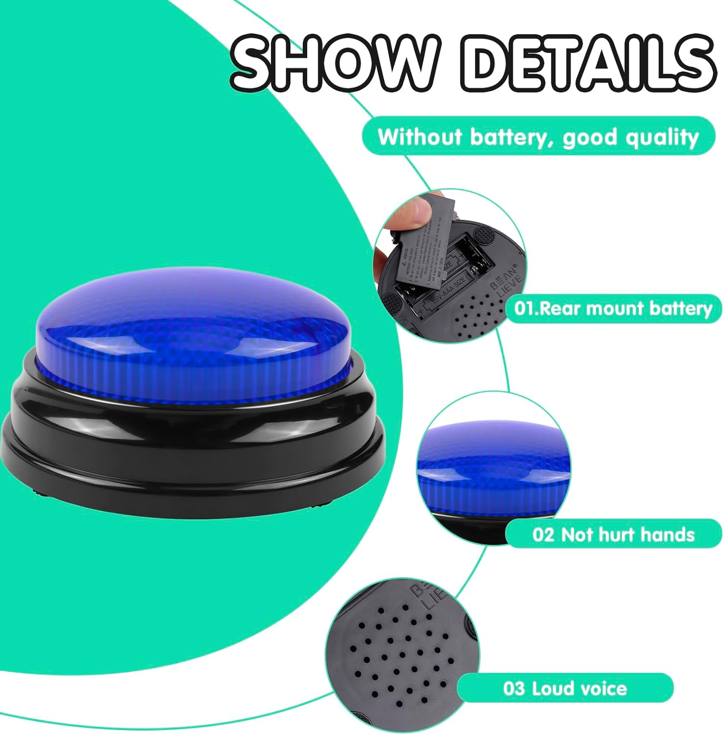 BEAN LIEVE 6-Pack Game Buzzers - Team Answer Buzzers with Lights and Sound Classroom Buzzers Buzzer Buttons for Game Show Develops Social Skills