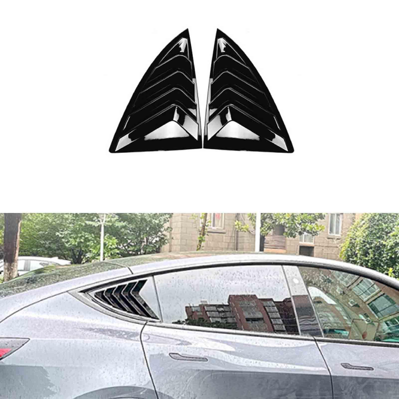 YPFYBHD Rear Window Louver Shutter, Compatible with Tesla Model Y 2019+, 2Pcs Triangle Blinds, Side Vent Panel Decoration Cover,Black