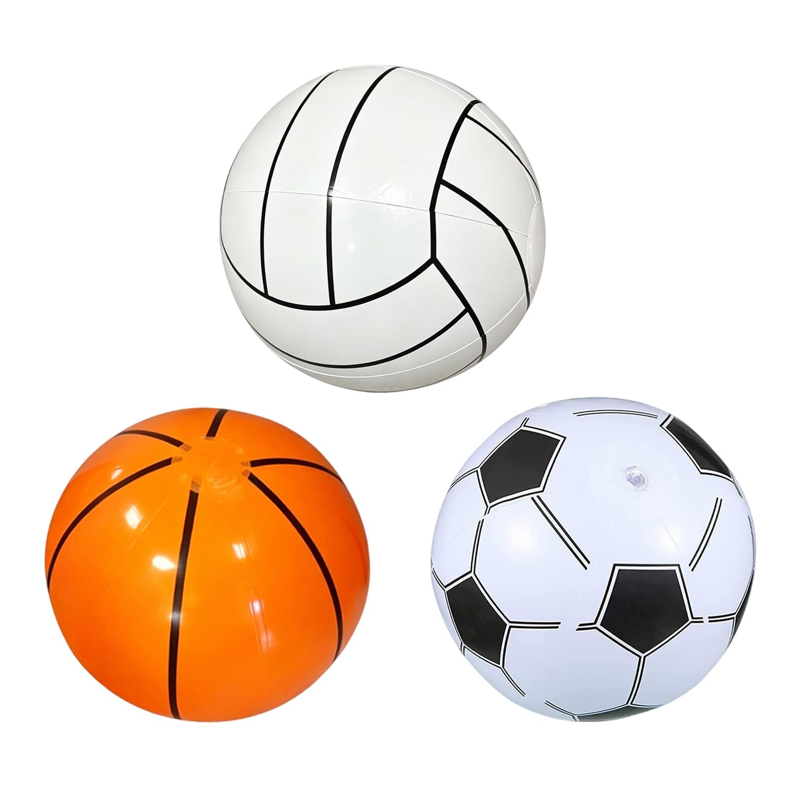Rndqw 3PCS Beach Balls Inflatable, Beach Ball, Inflatable Ball, Blow Up Balls Set with Football Basketball Volleyball for Summer Party Entertainment Pool Games Outdoor Water Activities