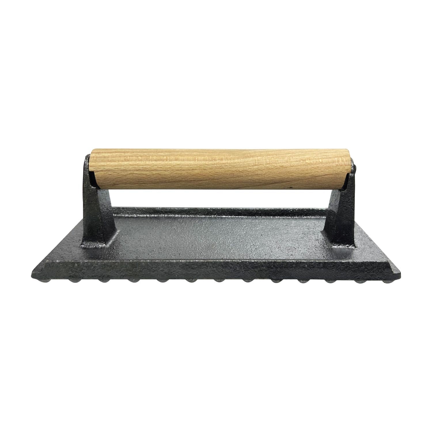 KITCHEN MASTER CAST IRON BURGER PRESS WITH WOODEN HANDLE