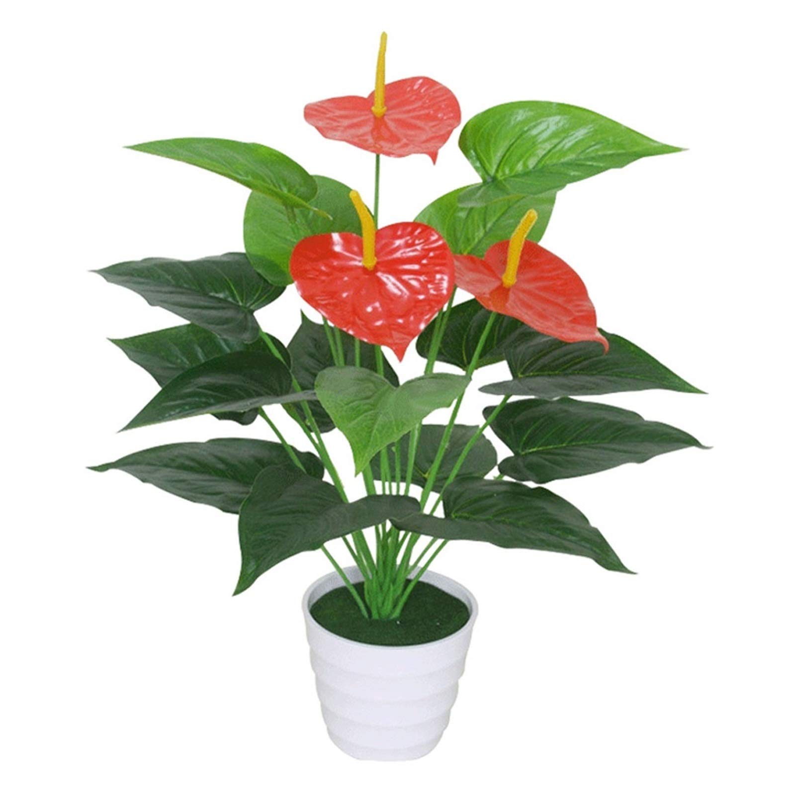 NGDFGR Handmade Simulation Green Plant Artificial Flower Green Plant With Plastic Flower Pot Indoor Living Room Decoration Fake Plant,E