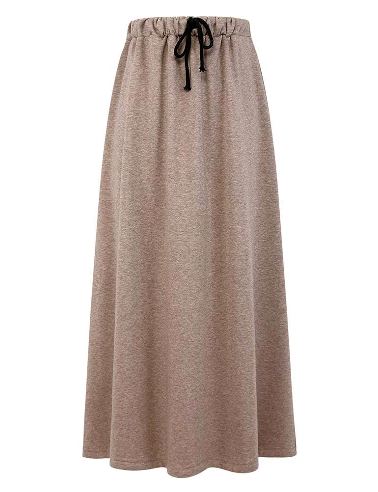 IDEALSANXUNFleece Lined Long Skirts for Womens Elastic Waist Aline Warm Winter Skirts with Pockets