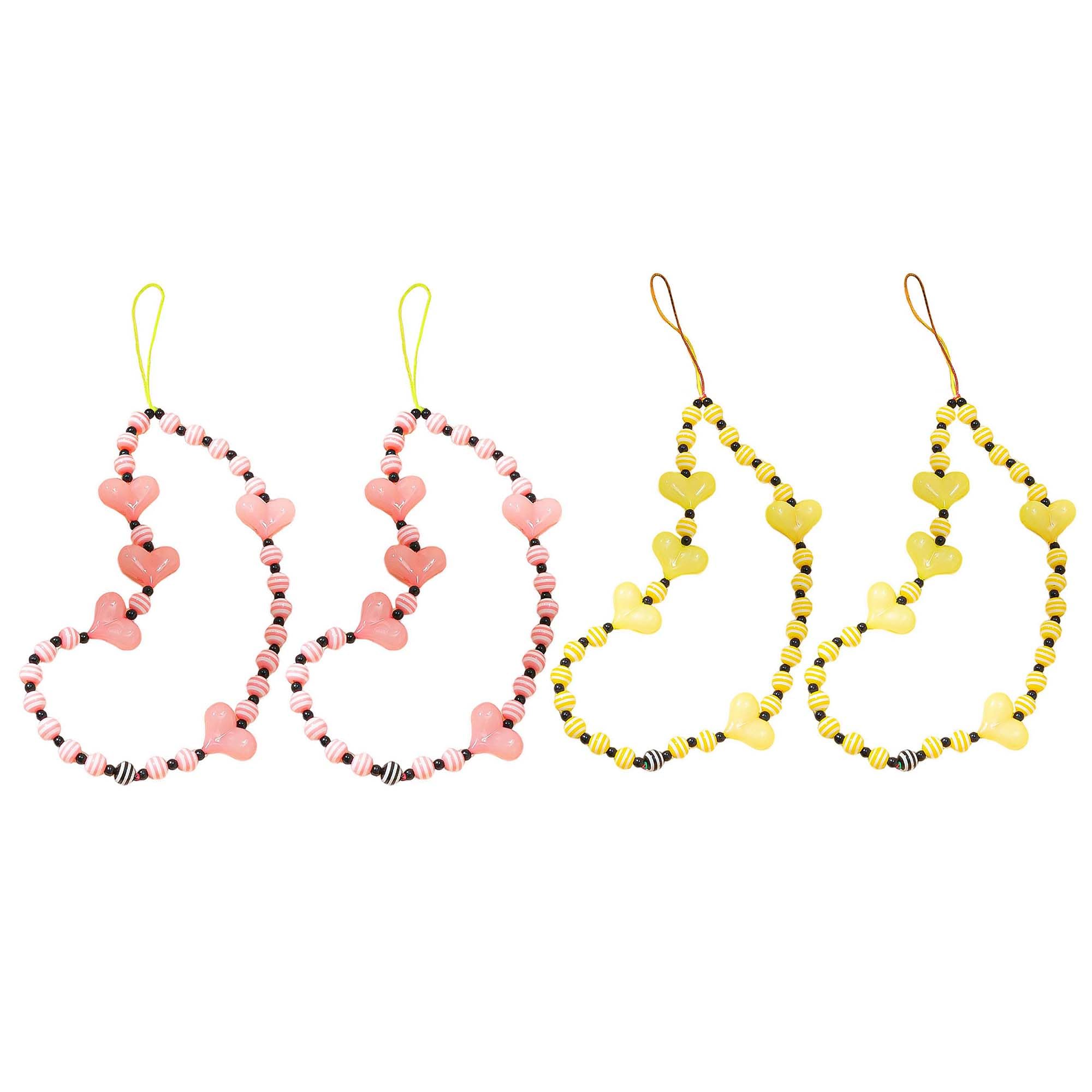 Staqlo 4PCS Handmade Heart Beads Phone Charm - Cute Colorful Phone Bracelet Lanyards and Wrist Straps zlax-1144