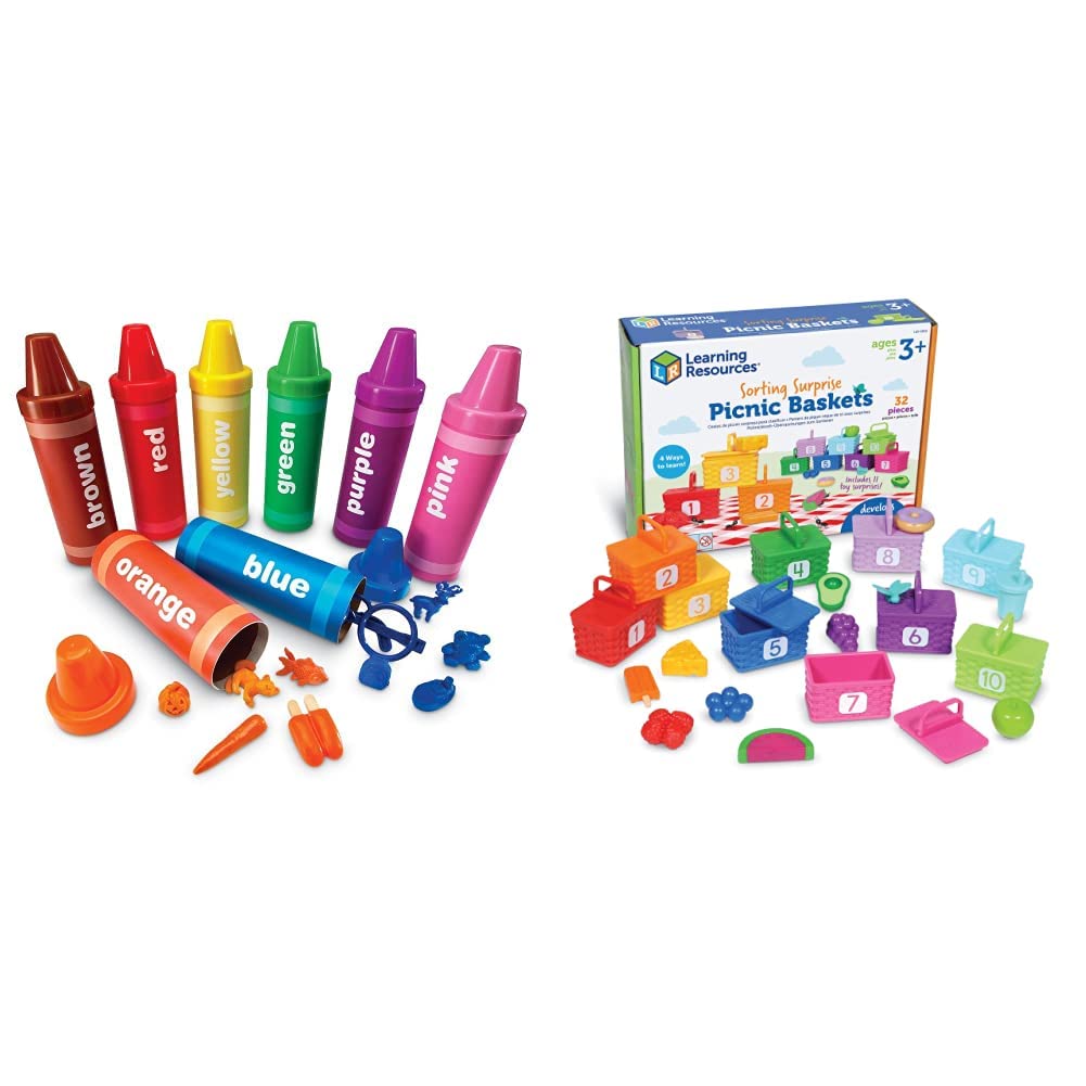 Learning Resources Rainbow Sorting Crayons, 56 Pieces & Sorting Picnic Baskets