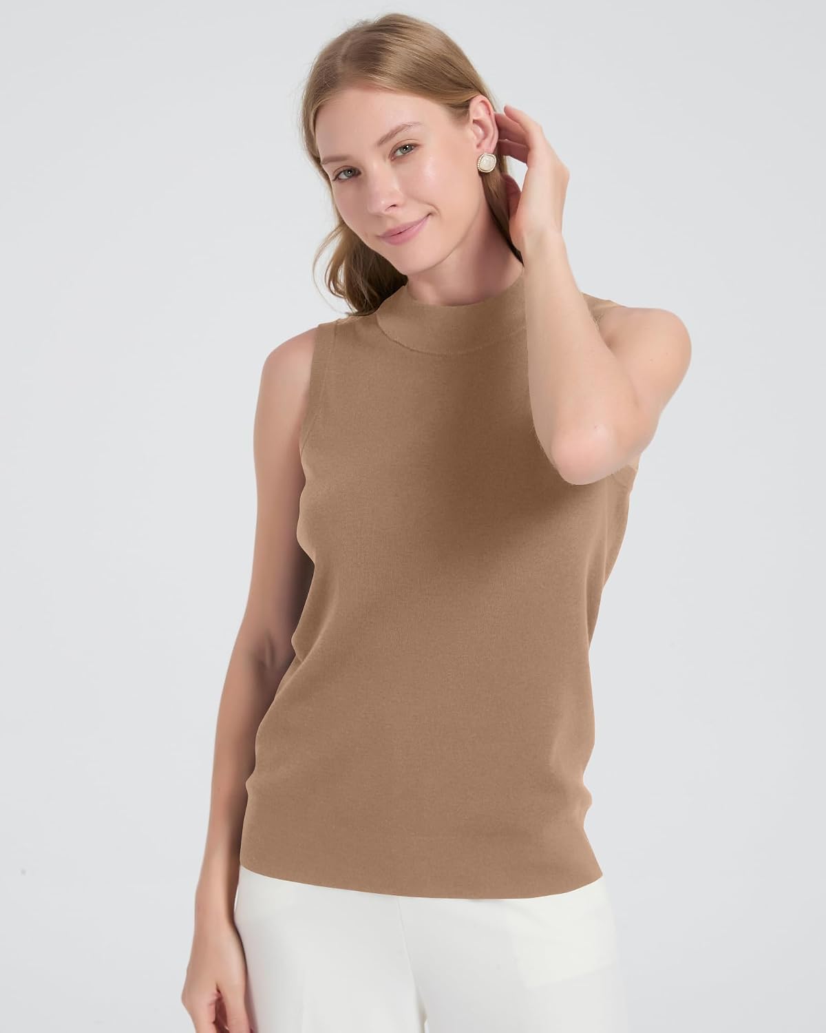 Women's 100% Merino Wool Sweater Tank Tops Soft Mock Neck Sleeveless Knit Vest All-Season Business Casual Tank 2026