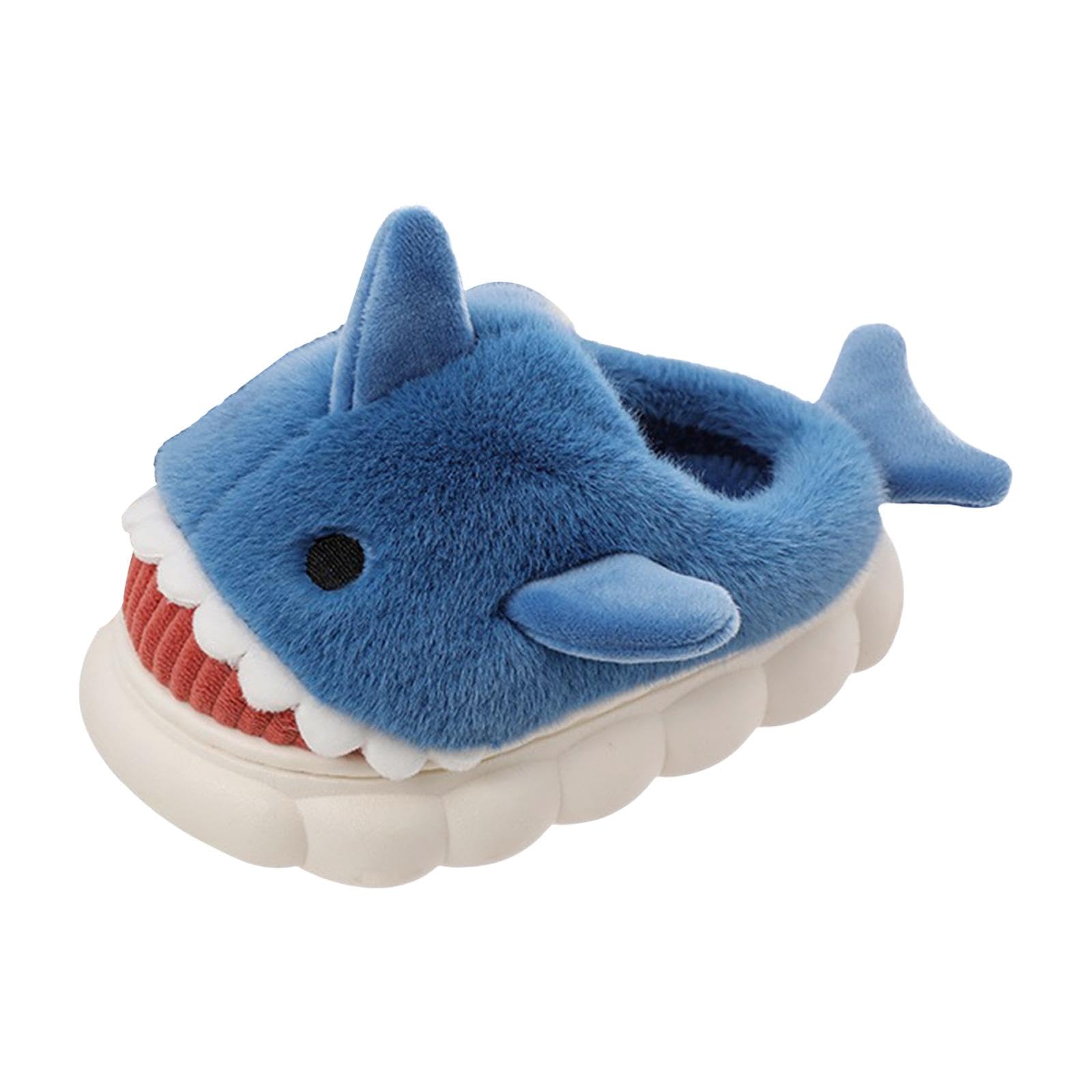 SECRET DESIREFurry Shark Furry Slippers Thick Sole Cute Women Plush Slipper 40 Dark Blue