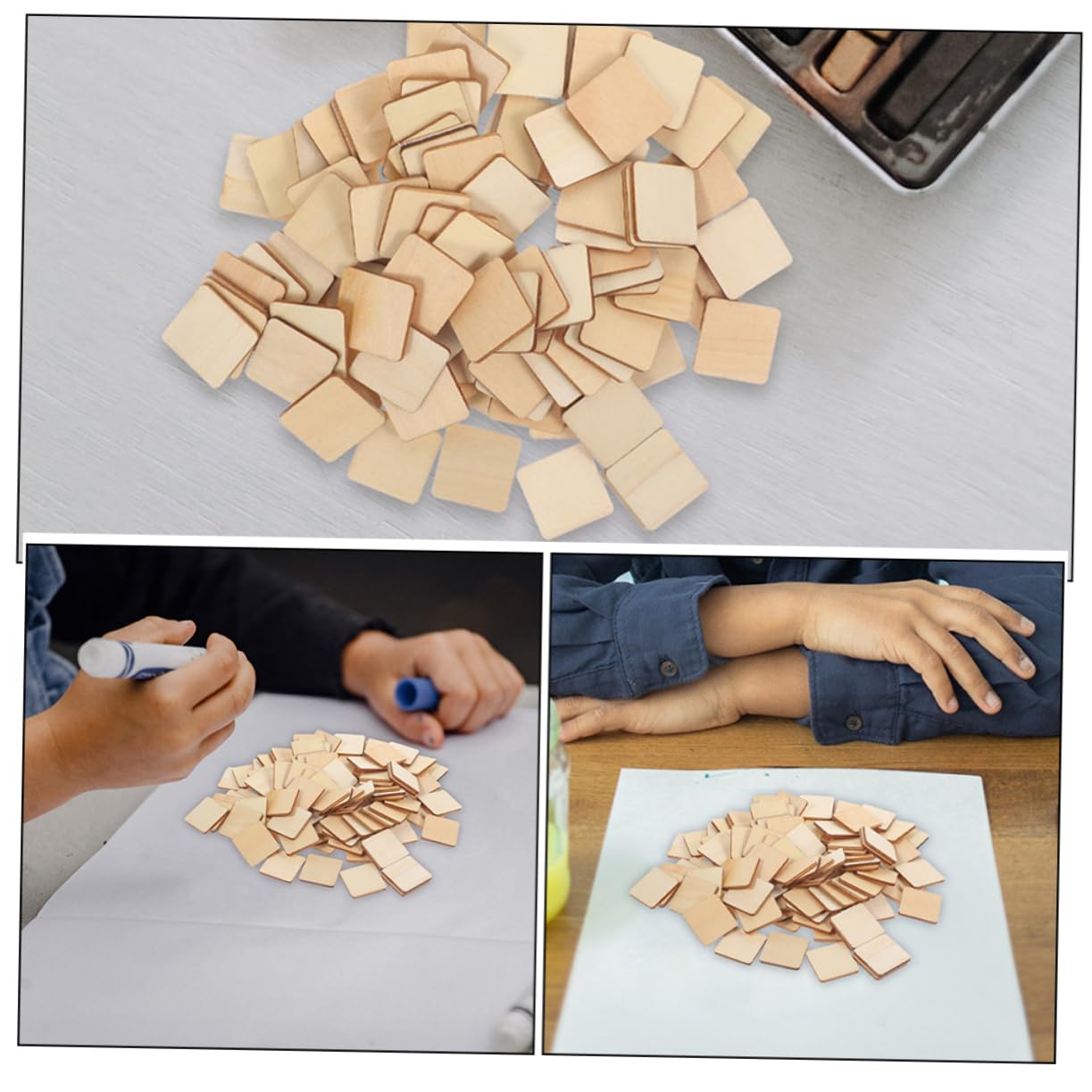 SHINEOFI 500piezas Madera Natural Cuadradas Para Manualidades Trozos De Madera Sin Acabado Para y Proyectos
